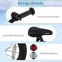 Vista 8 de Olakids Bicicleta Infantil, 12 14 16 18 Pulgadas, Bicicleta Temática de Coches de Carreras para Niños Pequeñitos con Ruedas de Entrenamiento, Azul