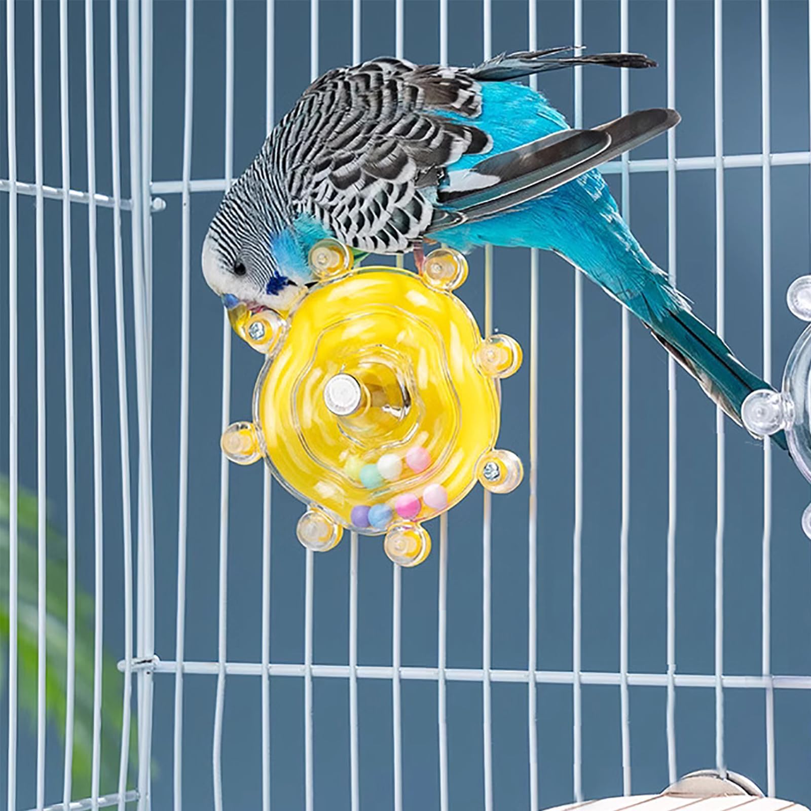 ZBJBinCH Windmill Roller Parrot Toy for Conure Cockatiel Budgies Lovebird Parrotlet Sun Conure Budgie Mini Macaw Small Medium Birds (Yellow)