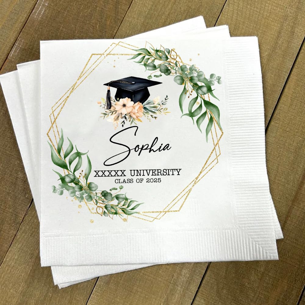 Personalized Napkins for Graduation, Class of 2025, Graduation Napkins, Custom Napkins, Congrats Grad, Graduation Party, Cocktail Napkins/Style 9