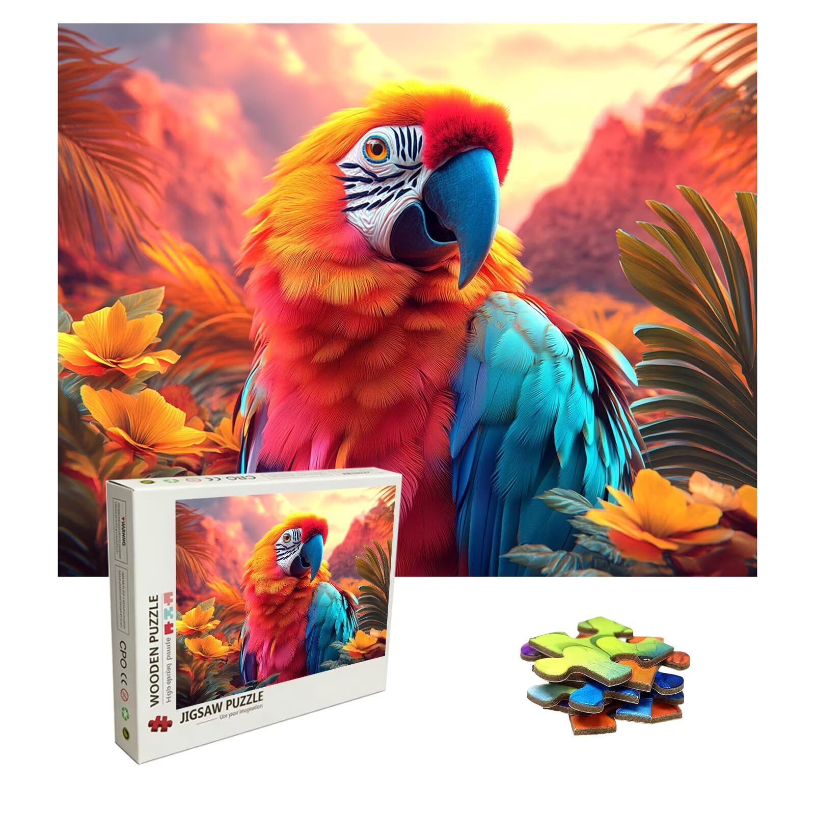 Puzzle 2000 Teile Tier, Holzpuzzle Erwachsene, Klassisches Lernspiel Puzzle Papagei, Groß Impossible Jigsaw Puzzles, Wunderschönes Deko Puzzes und Geschenke, Bastelset Erwachsene 99.5 X 70.5cm 8p-99