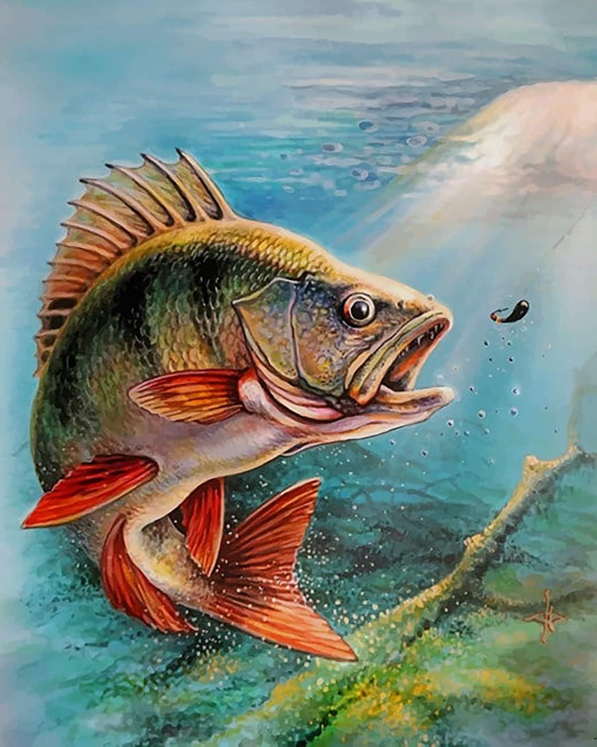 VAIIEYO 5D DIY Fish Diamond Art Kits Adults, Animal Diamond Painting, Paint with Round Full Drill Crystal Rhinestone Diamonds Gem Art for Home Wall Decoration Gift 12X16Inch-42