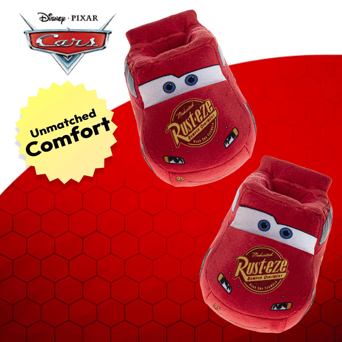 Disney Buzz and Woody Fuzzy Slippers dla dzieci - Buzz and Woody Fuzzy Slippers (niemowlę/dziecko), czerwony 3D pluszowy samochód, 7-8 Toddler
