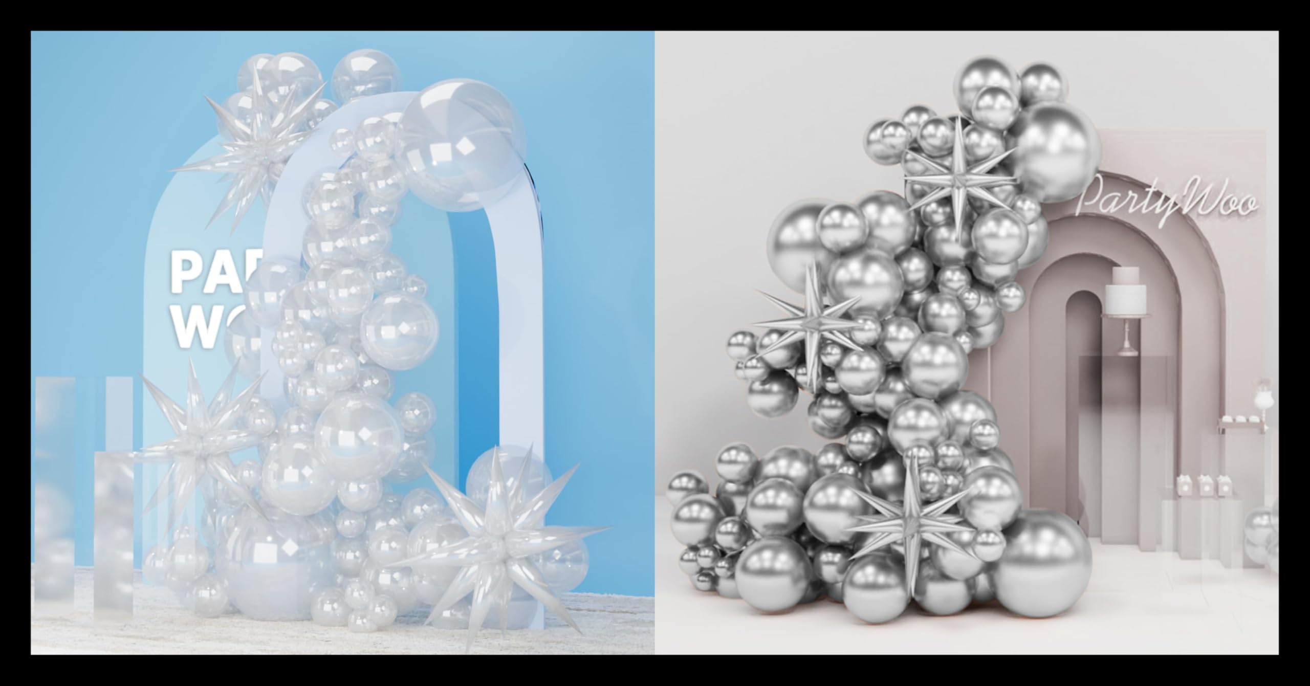 PartyWoo Clear Balloons 110 pcs and PartyWoo Metallic Silver Balloons 110 pcs