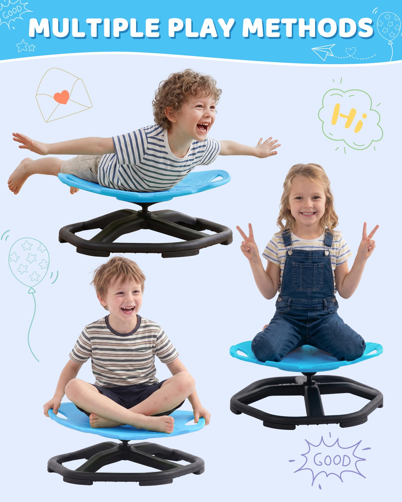 BEJOY Silla giratoria sensorial para autismo, silla giratoria para niños, juguetes sensoriales para autismo para niños pequeños, equipo sensorial para autismo para entrenamiento de coordinación física