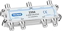 TKCHAX 6-Way Coaxial Cable Splitter 2.6GHz RG6/RG59 MoCA 2.5/3.0 for HDTV Satellite Antenna Internet