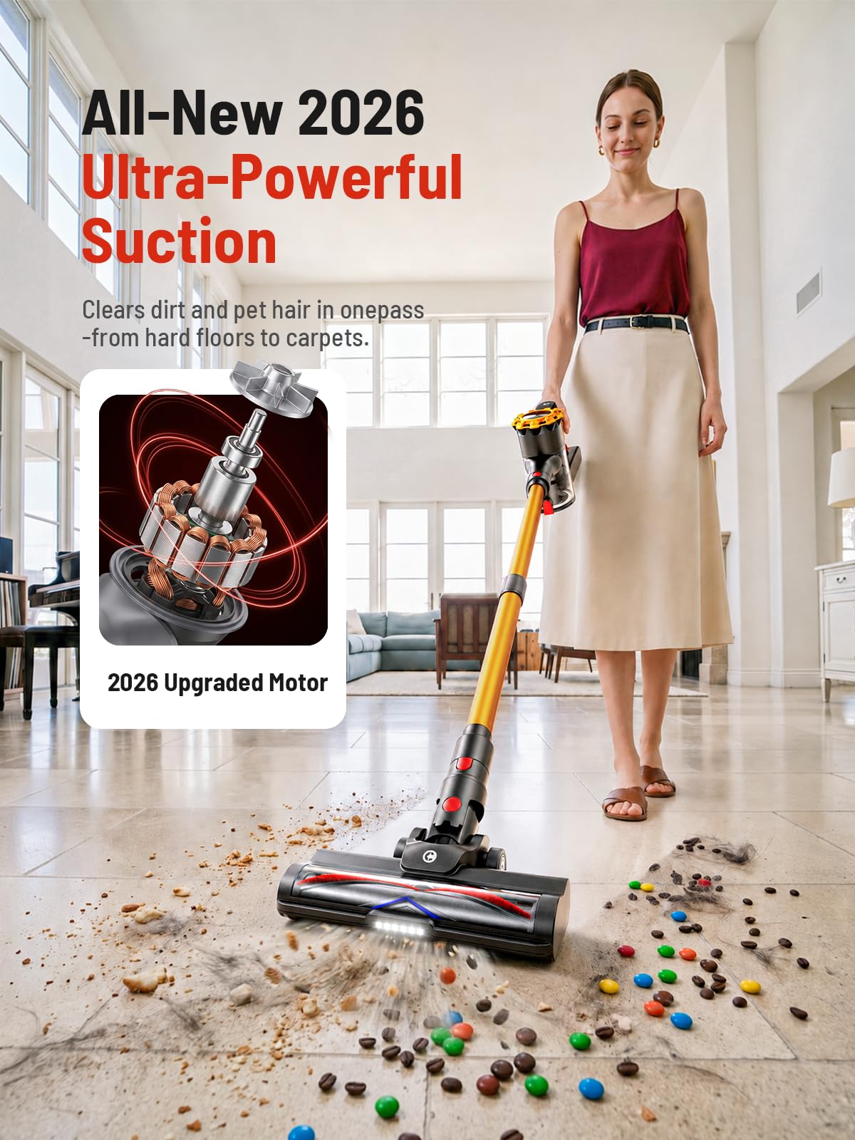 CHEBIO Cordless Vacuum - Powerful Pet Hair Cleaning -2 CHEBIO Cordless Vacuum - Powerful Pet Hair Cleaning -2