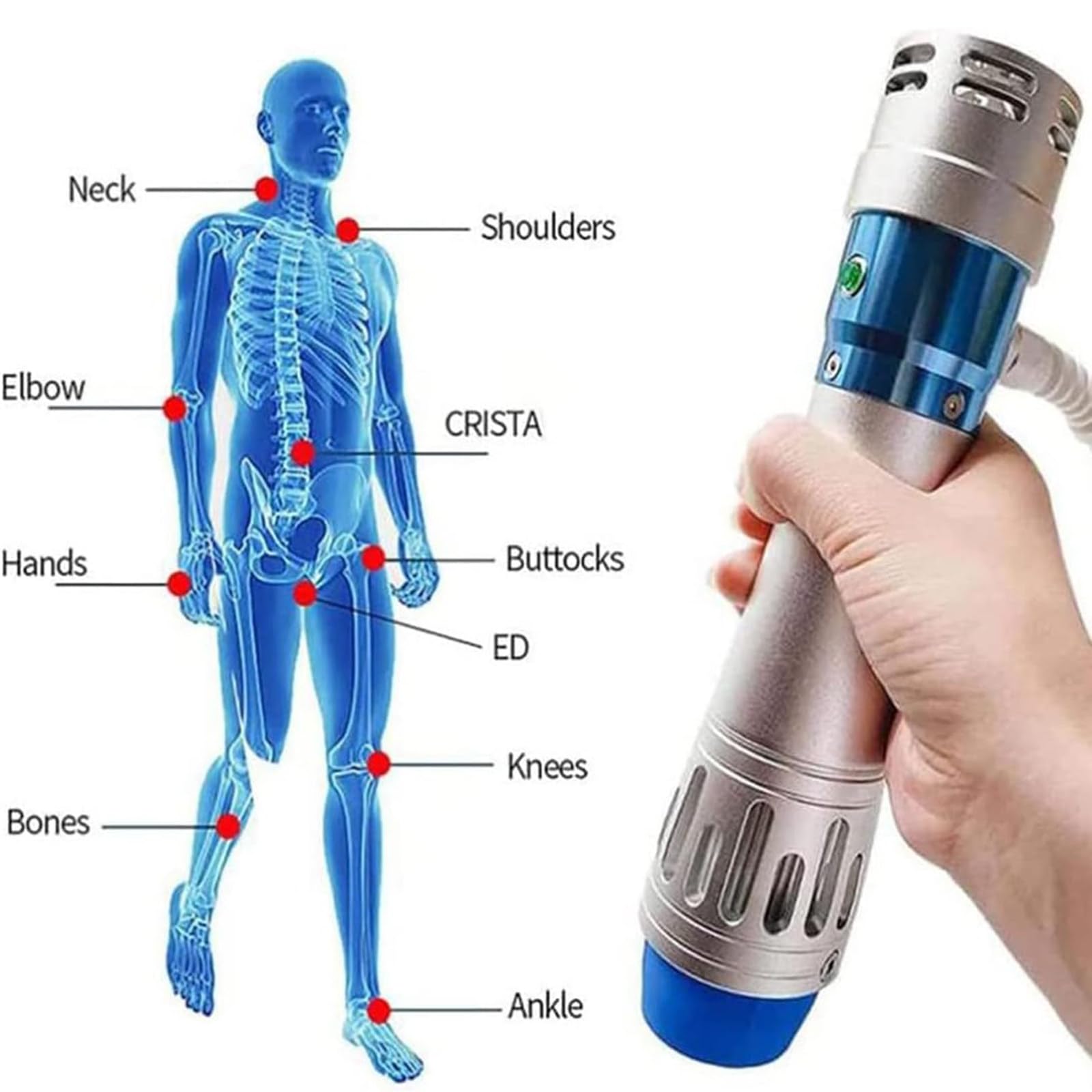 Macchina per Terapia ad Onde d'urto extracorporea, Macchina per Terapia ad Onde d'urto ED con 5 testine massaggianti, Strumento Multifunzione per Fisioterapia stimolatore Muscolare