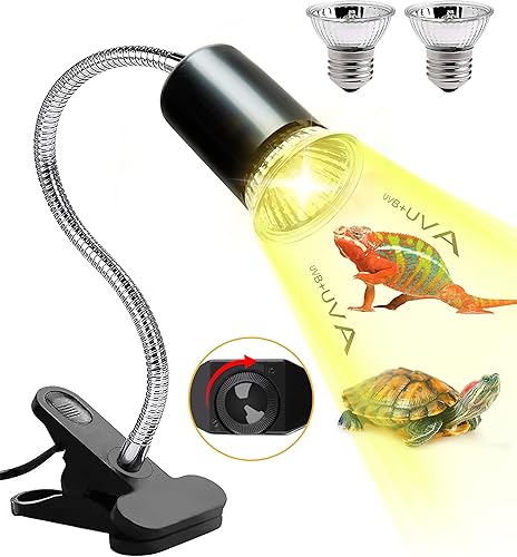 Miniatura 1 de Jaenmsa Lámpara de calor de reptiles, lámpara de calor de tortuga UVA UVB dual, lámpara de calor regulable de 360 para tanque de tortuga, reptiles