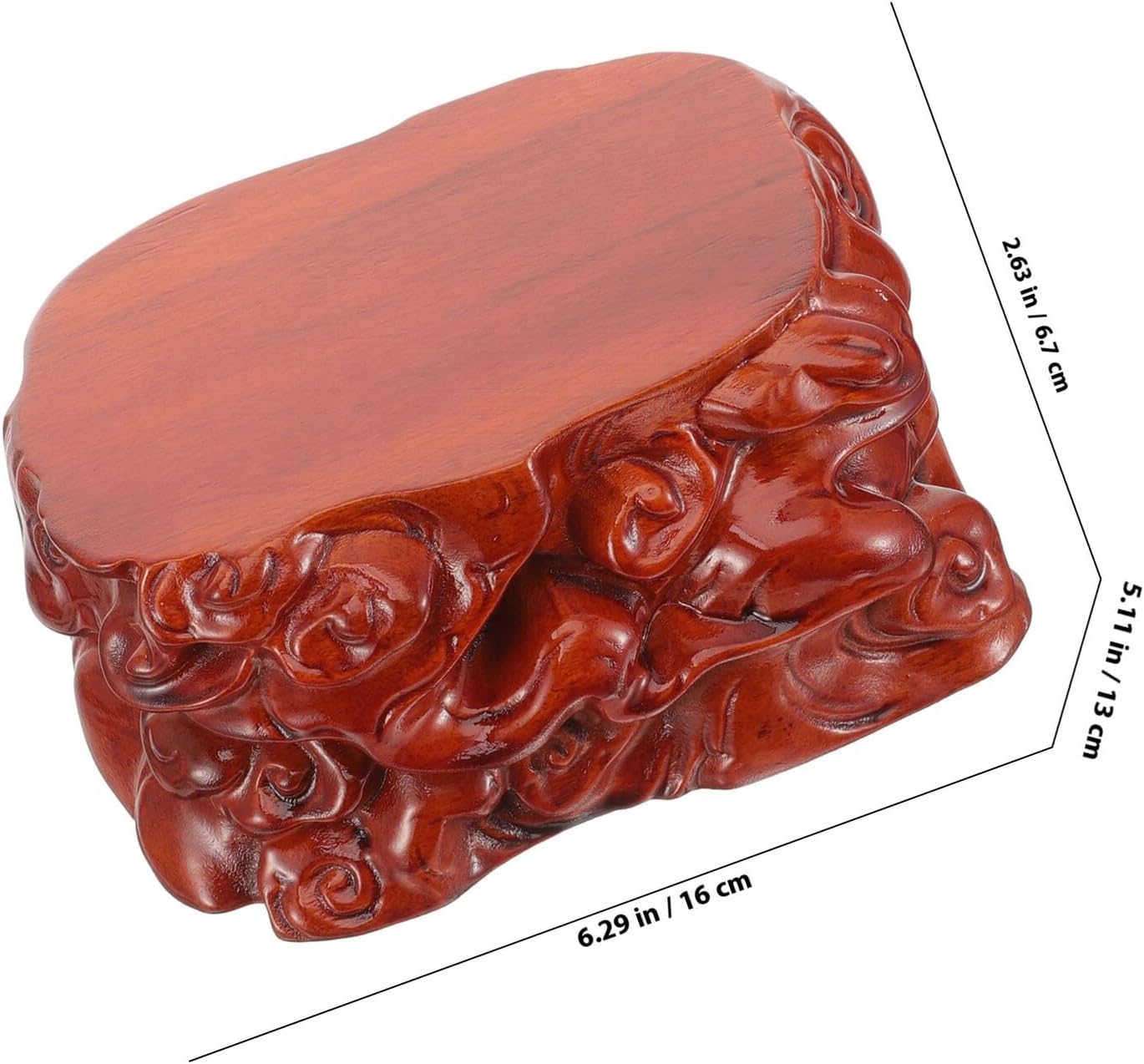 Wooden Display Stand Stone Display Holder Small Carved Wood Pedestal Base for Home Décor and Crafts