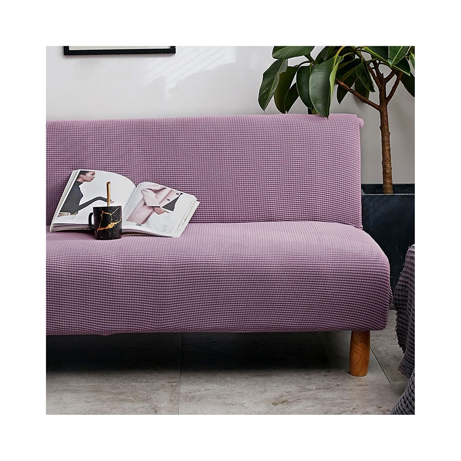 Housse canapé violet clair anti-taches pour protéger un grand canapé