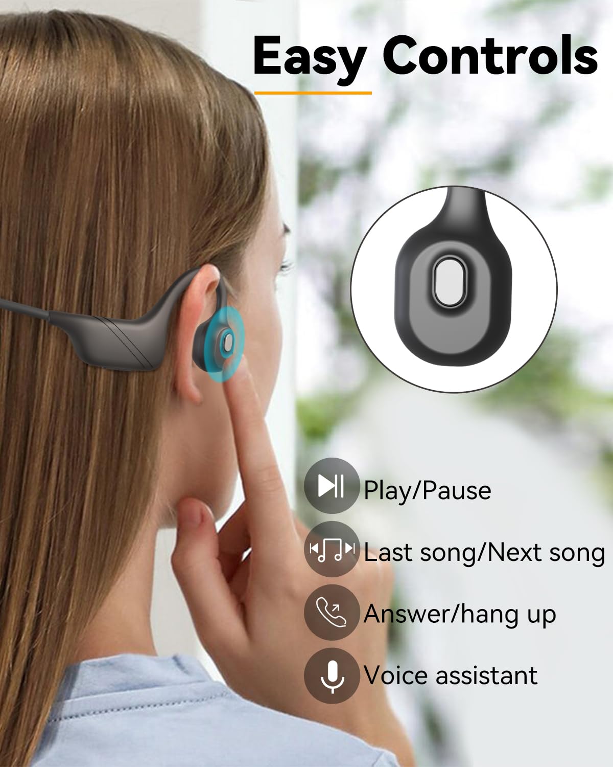 Knochenschall Kopfhörer Bluetooth Headset mit Mikrofon Multipoint-Kopplung | 33g Ultraleicht, offene Ohren und leicht für Komfort, Geräuschunterdrückendes Mikrofon für Büro Callcenter Zoom