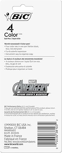 Miniatura 2 de BIC Bolígrafos retráctiles Marvel's Avengers Edition de 4 colores, punta media (0.039 pulgadas), paquete de 3 unidades, bolígrafo retráctil con