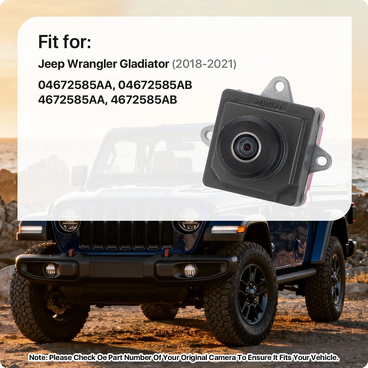 04672585AA Rear View Camera Replacement for Jeep Wrangler Gladiator 2018-2021, OE Backup Cam Replaces 04672585AB, 4672585AA, 4672585AB by GreenYi