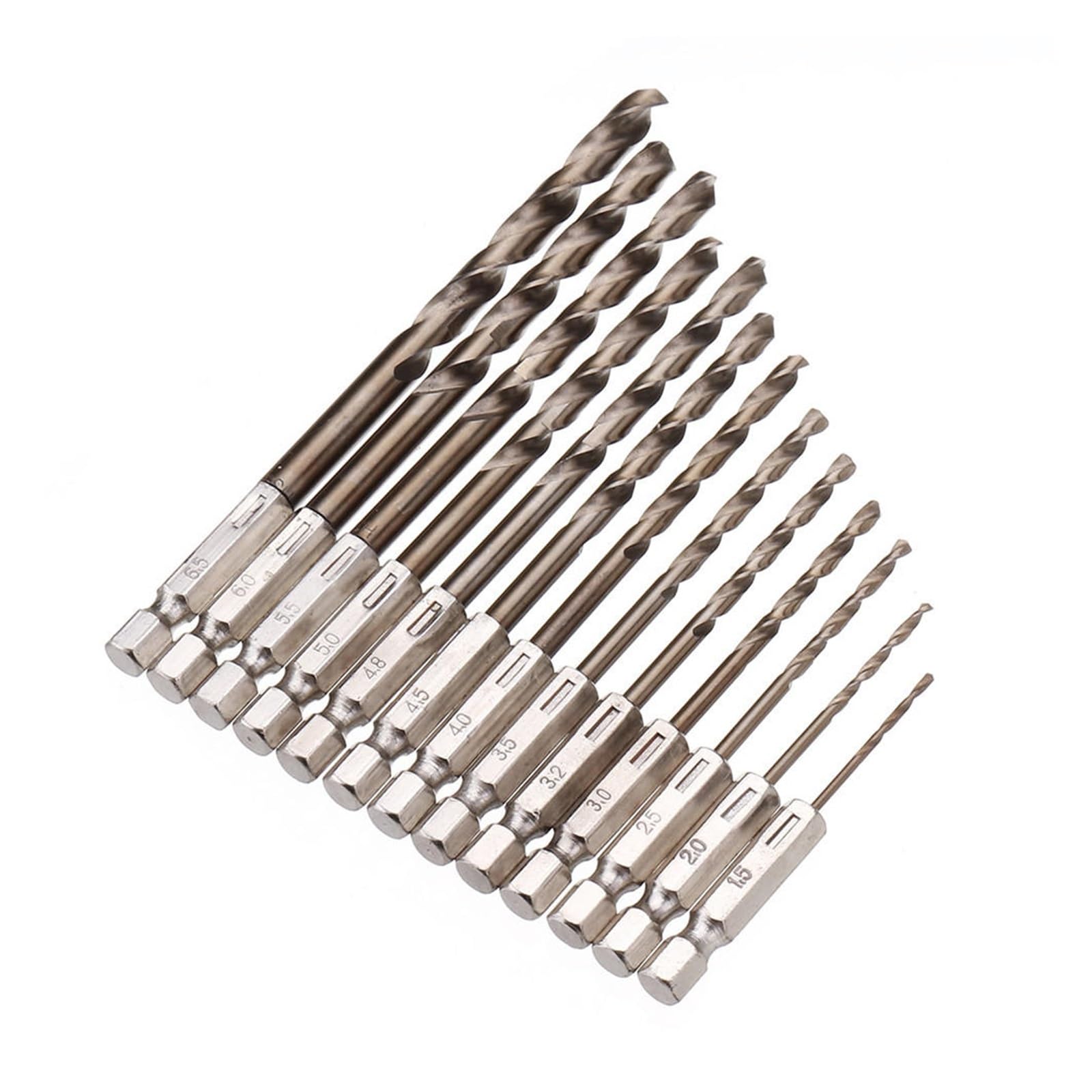 Set di punte da trapano, 13 pezzi 1,5-6,5 mm M35 Punta da trapano al cobalto Set di punte elicoidali HSS-Co Gambo esagonale da 1/4 di pollice