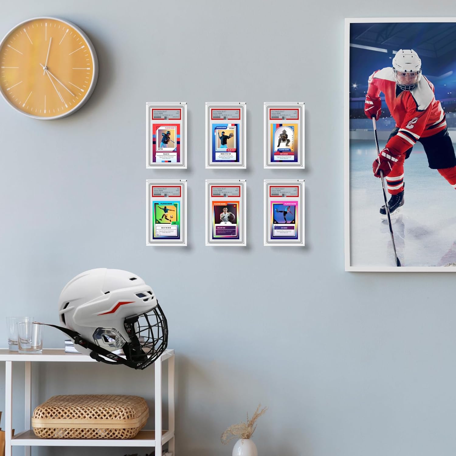 2 Pack Graded Card Display Case Compatible with PSA Graded Cards, Acrylic Card Sleeves Display Frame Wall Mount Slab Protector for Trading, Sports, Game Cards