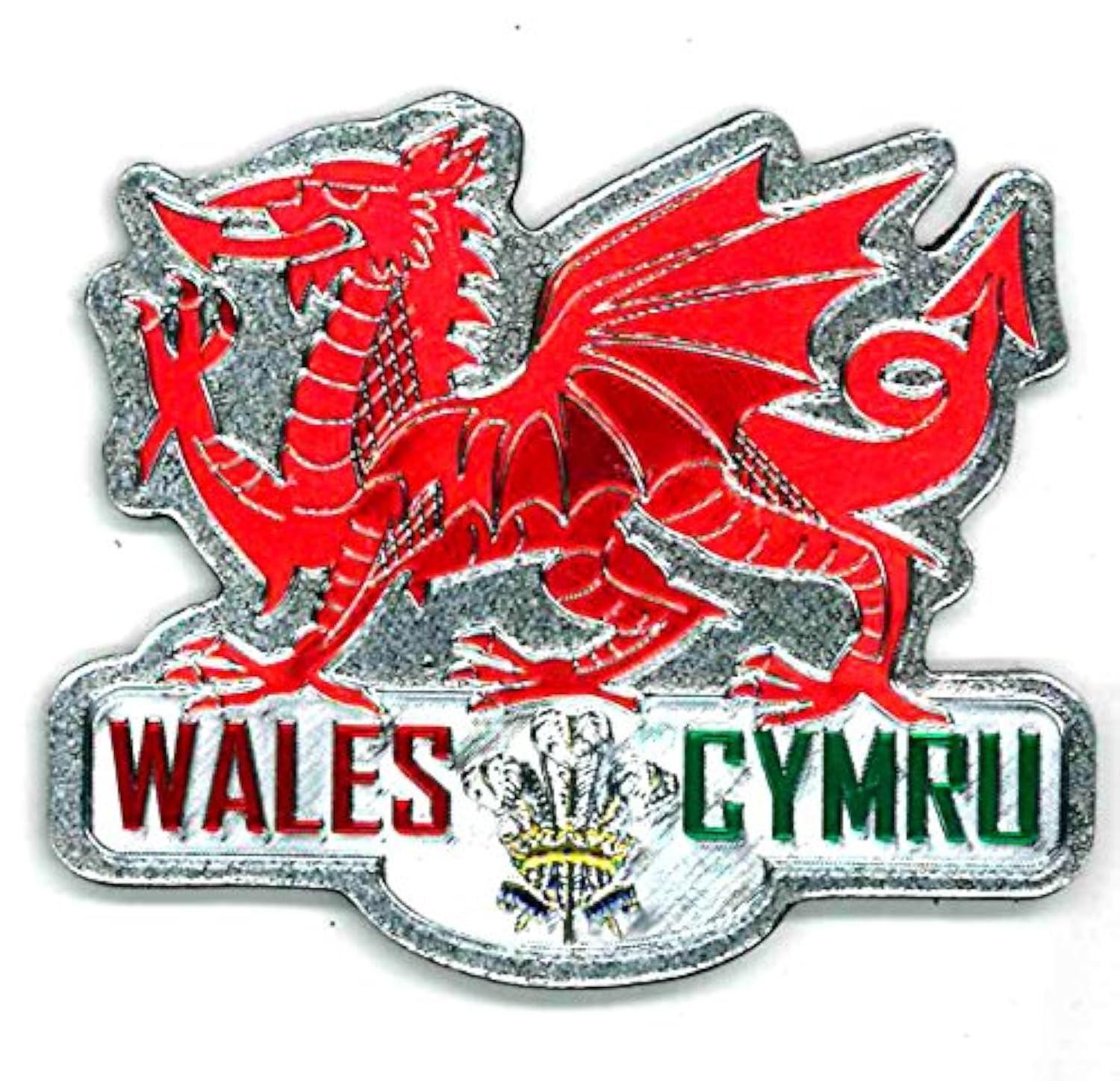 Elgate Red & Silver Welsh Dragon Metallic Fridge Magnet - Great Souvenir Gift From Wales Cymru -7607