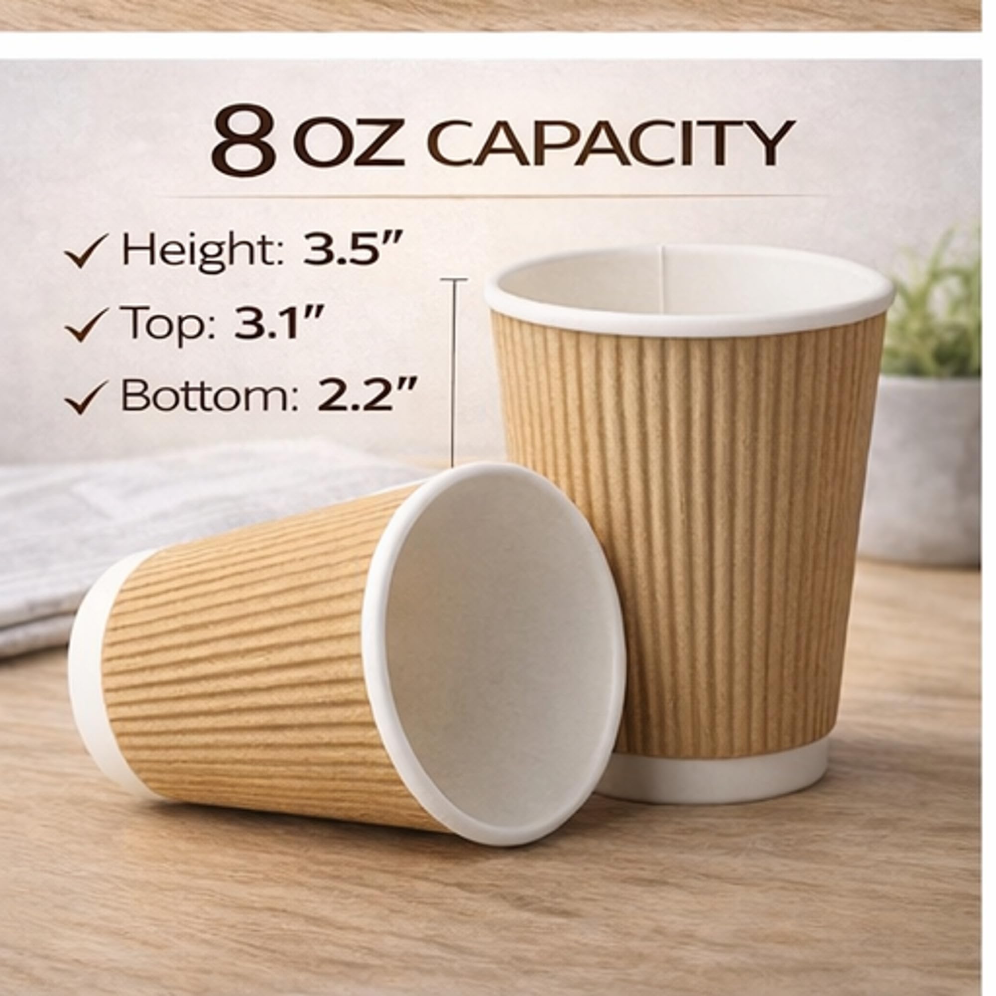 50pk 8oz Kraft Paper Cups with Lids thumbnail 7