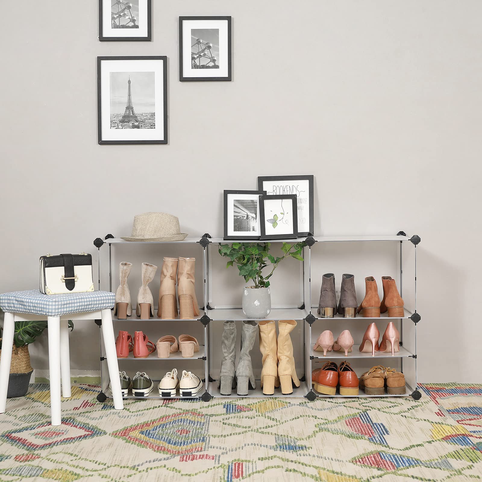 SONGMICS Shoe Rack, Modular Storage Shelving Unit, Cube Storage