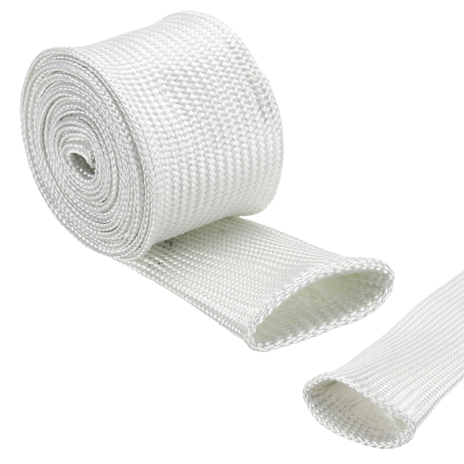 sourcing map Insulation Cable Protector,40mm/1.57 Inch-2m/7 Feet High Temp Fiberglass Sleeve White โ image 1