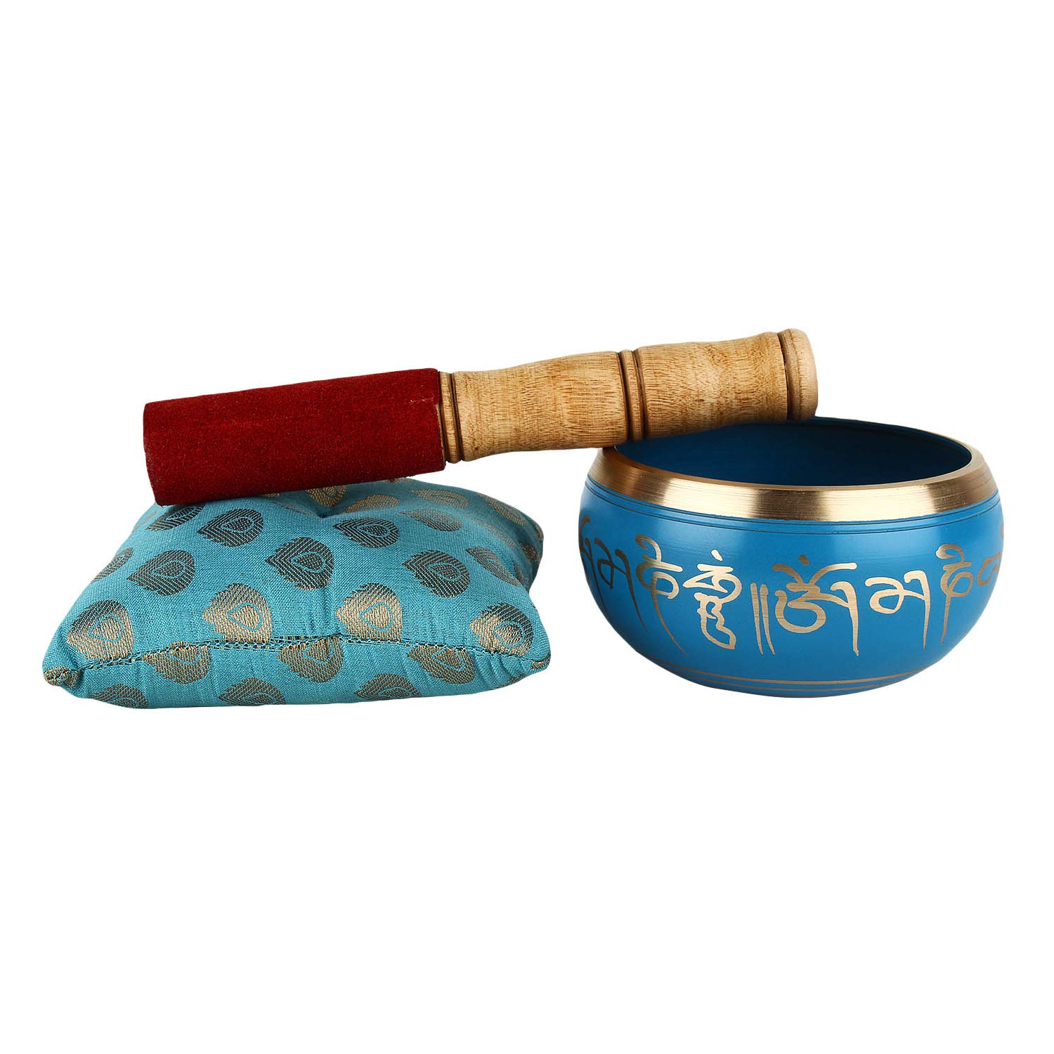 Zap Impex Brass Ciotola da canto Om Mani Campana da meditazione tibetana, 4 pollici, blu