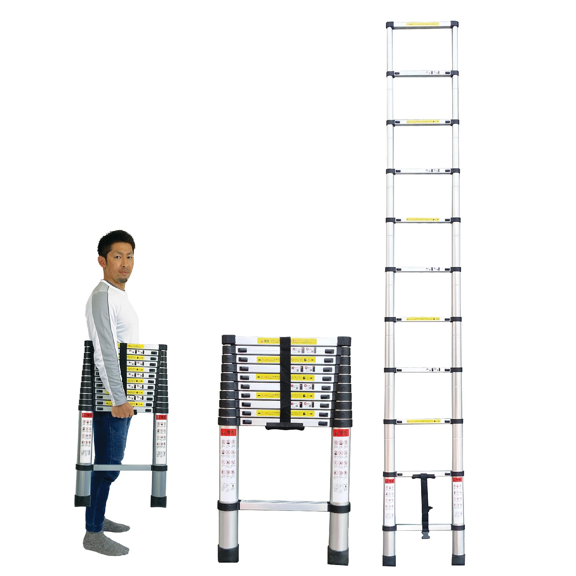 伸縮はしご 6.2M 耐荷重150kg スライド式 折り畳み 安全ロック 56