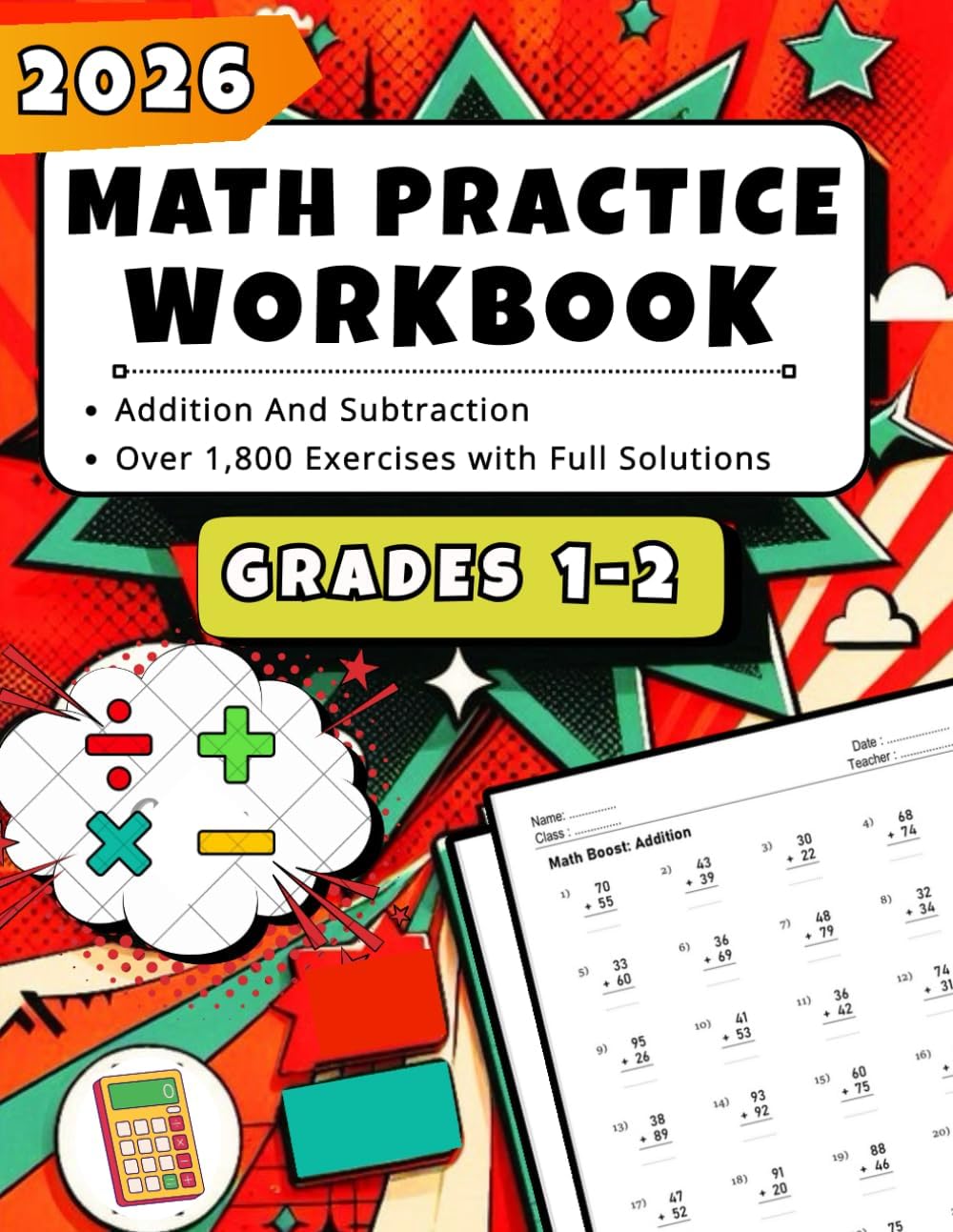 - 2026 Math Practice Workbook for Grades 1-2: Addition And Subtraction – Over 1,800 Exercises with Full Solutions
