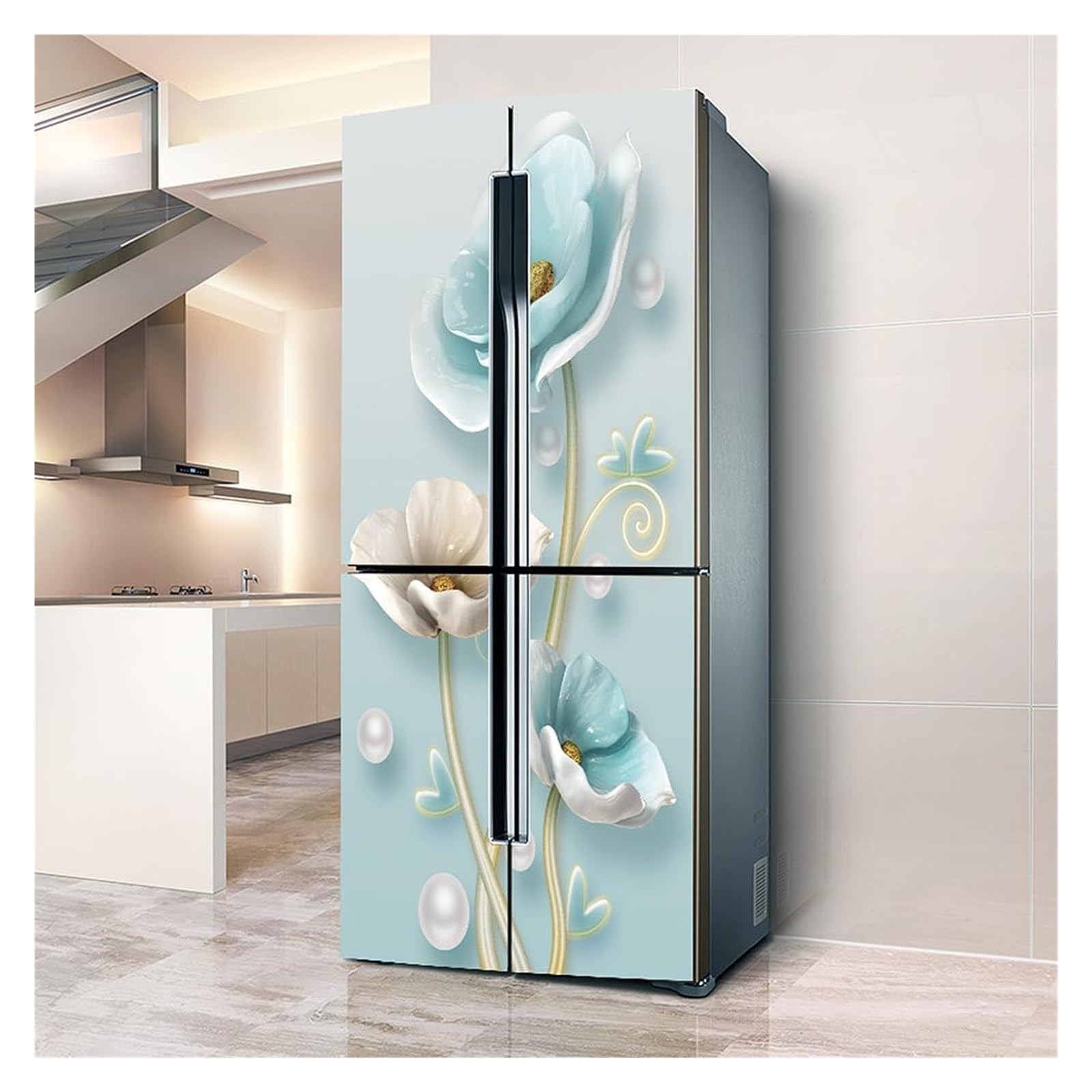 GDHKDDFL Minimalist, luxury-inspired fridge decals, Fridge Sticker Full Covering Door Covers Skins Wall Stickers for Kitchen Decal(L: 100x180 cm)