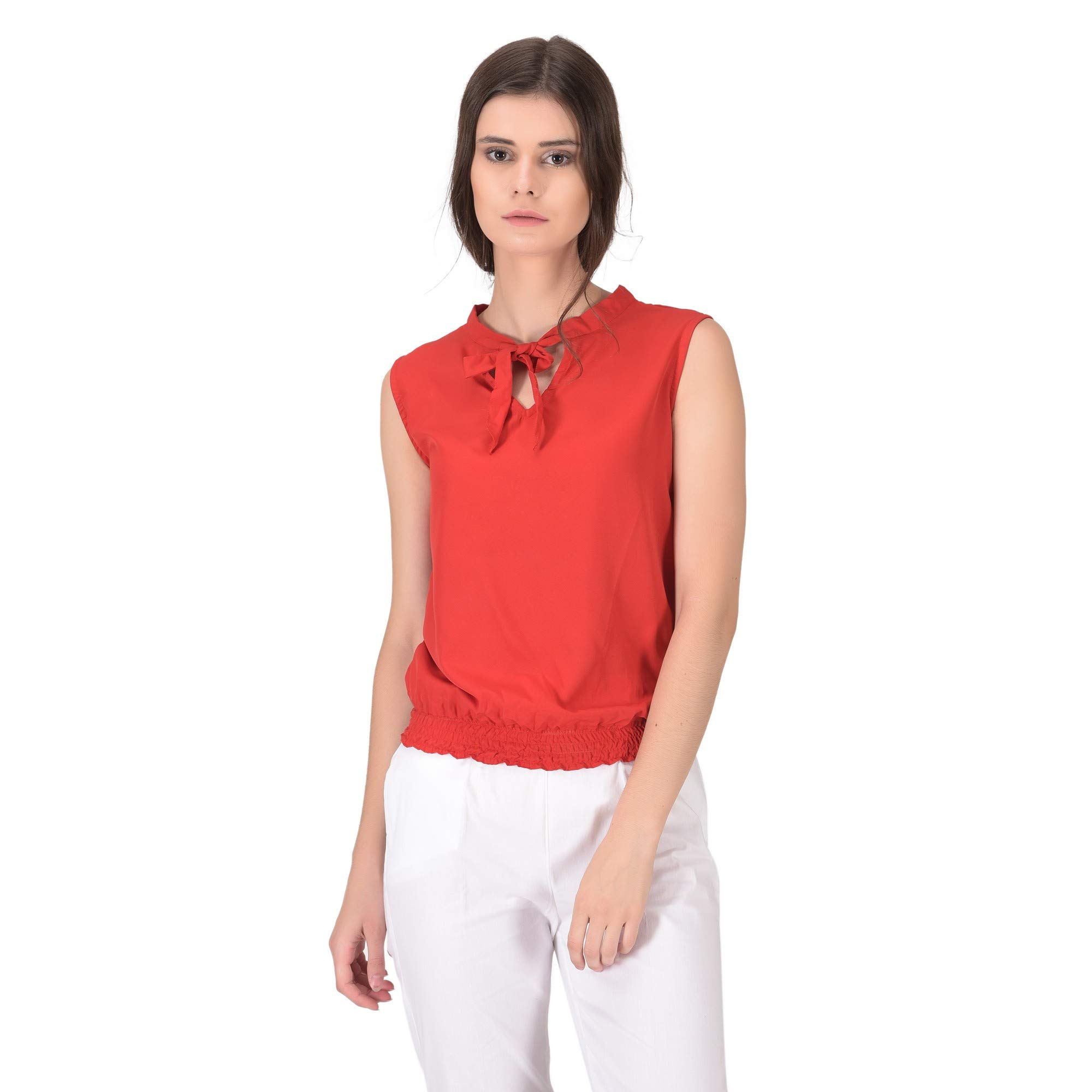 Women's Crepe Tank Top - Coral Red-image-1