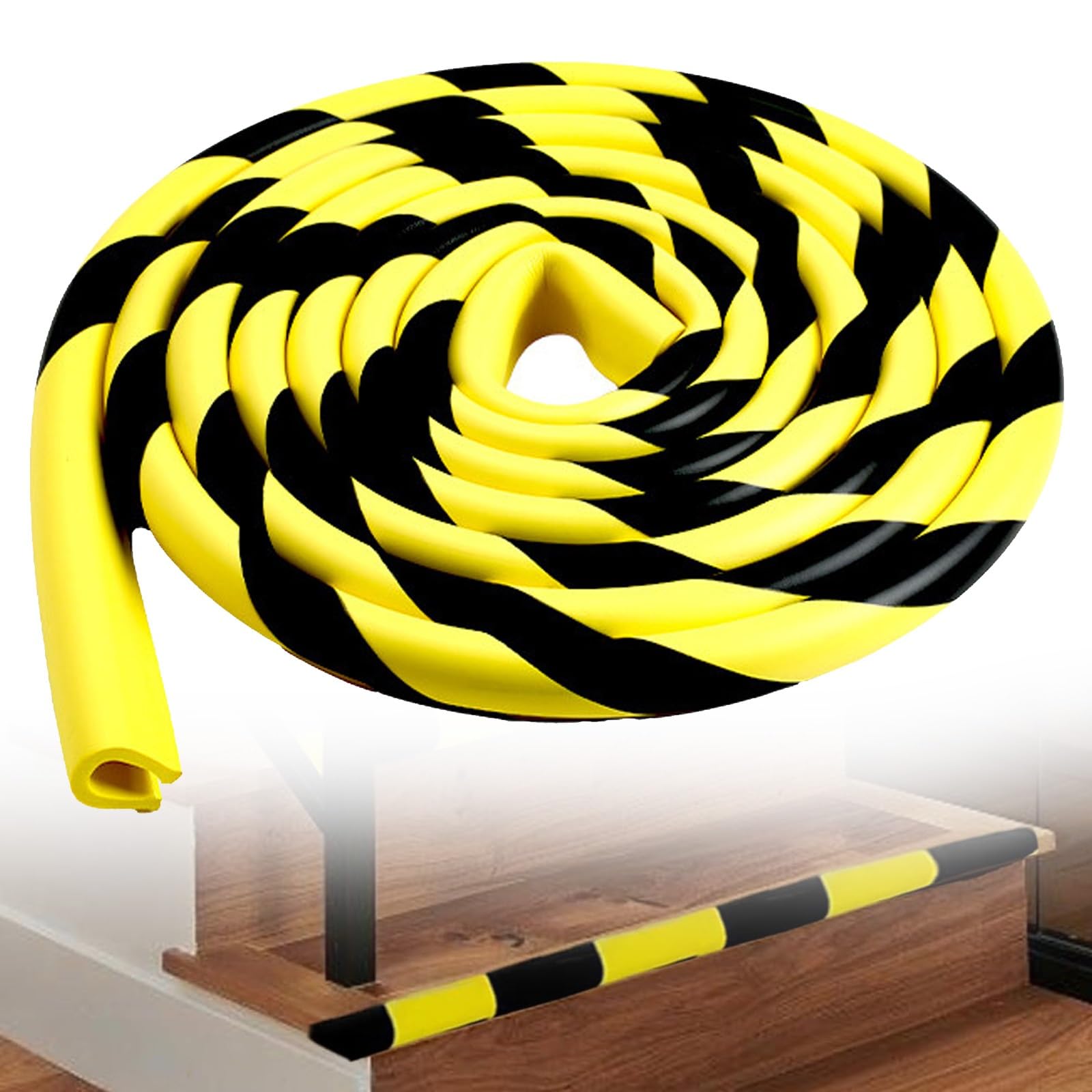 Wall Edge Corner Guards, Yellow Black NBR Rubber Safety Bumper, Self Adhesive Impact Resistant Edge Protector For Garage/Warehouse(10m/32.8ft)