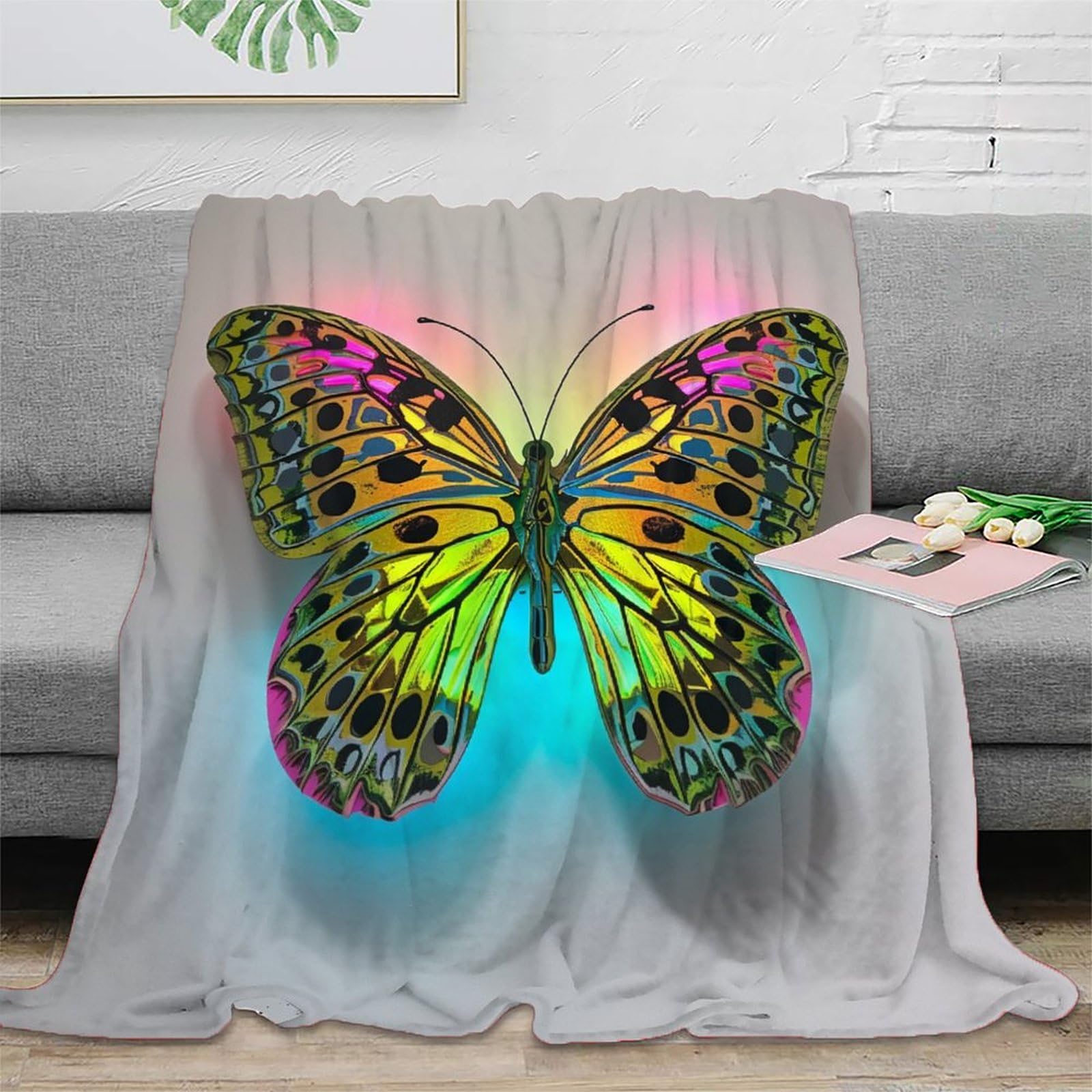 Couverture papillon 3D en flanelle douce 127x152 cm pour lit enfant