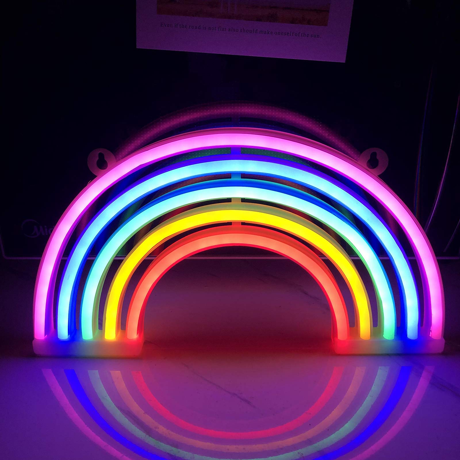 Momkids Rainbow Neon Light Neon Sign for Bedroom Wall Hanging Decor Light up Sign Battery or USB Operated Rainbow Lamp for Home Bedroom Kids Room Festival Party Birthday Gifts decorative Lights