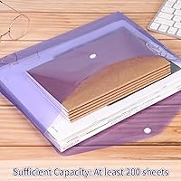 Vista 3 de EOOUT Paquete de 48 sobres de plástico de polietileno con cierre a presión, carpetas de archivos de documentos transparentes, tamaño carta A4