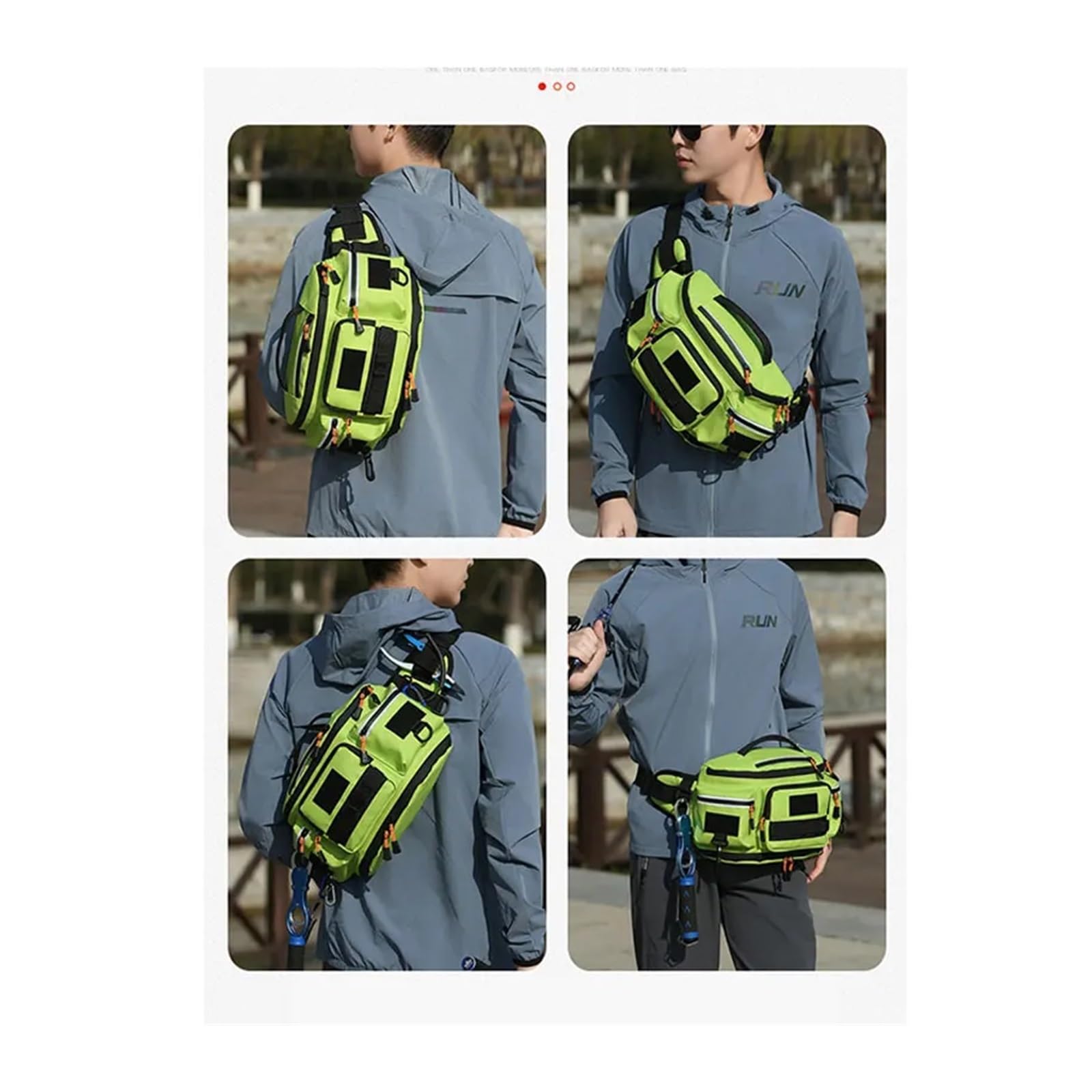 KLVN Kempingowa torba biodrowa na klatkę piersiową podróżna torba na plecy dla mężczyzn jazda na rowerze piesze wycieczki outdoorowe sport crossbody Molle taktyczny pas wędkarski saszetka, Czarny