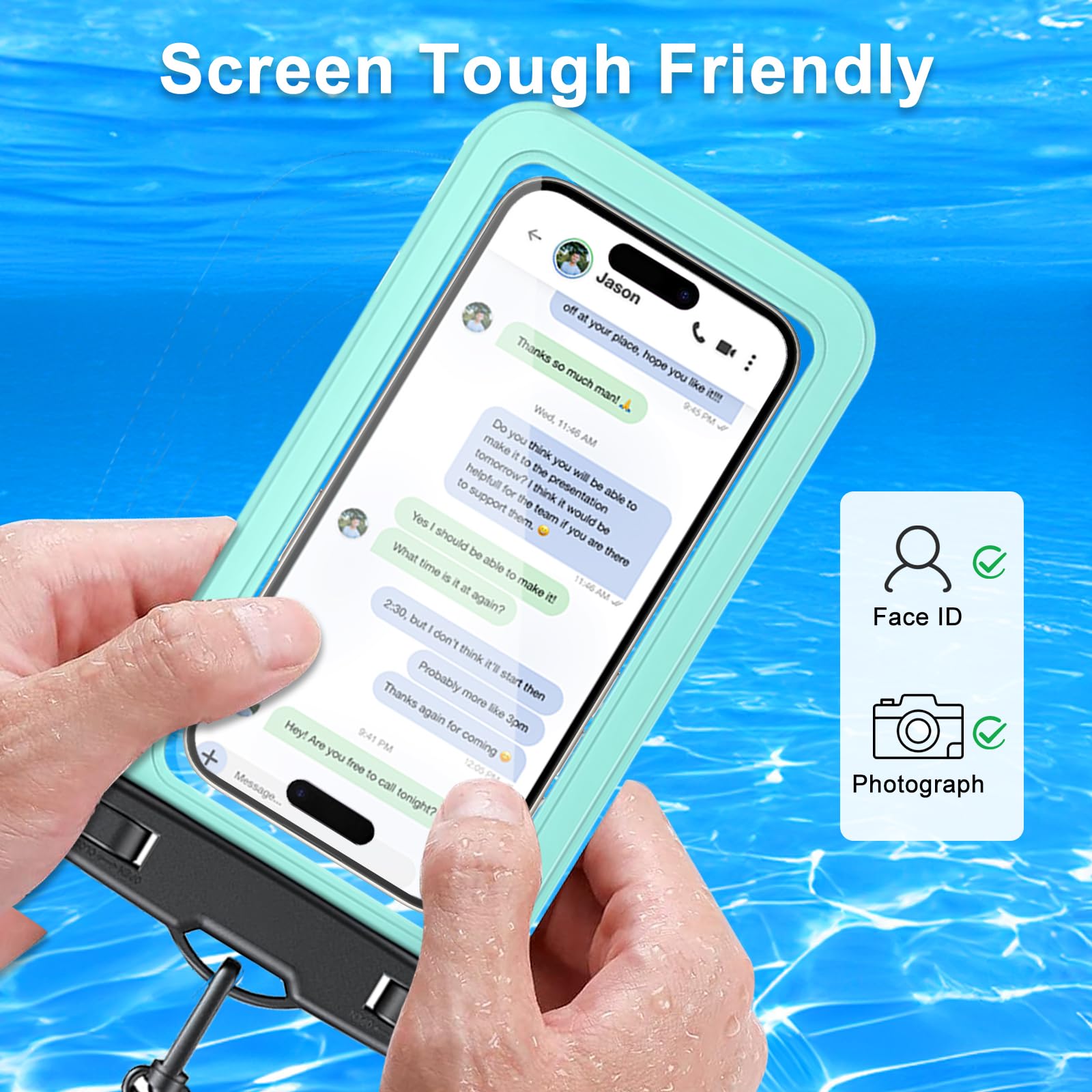 Funda impermeable para teléfono, funda impermeable para teléfono con cordón ajustable, artículos esenciales para deportes acuáticos de playa, IPX8, bolsas secas universales a prueba de agua para