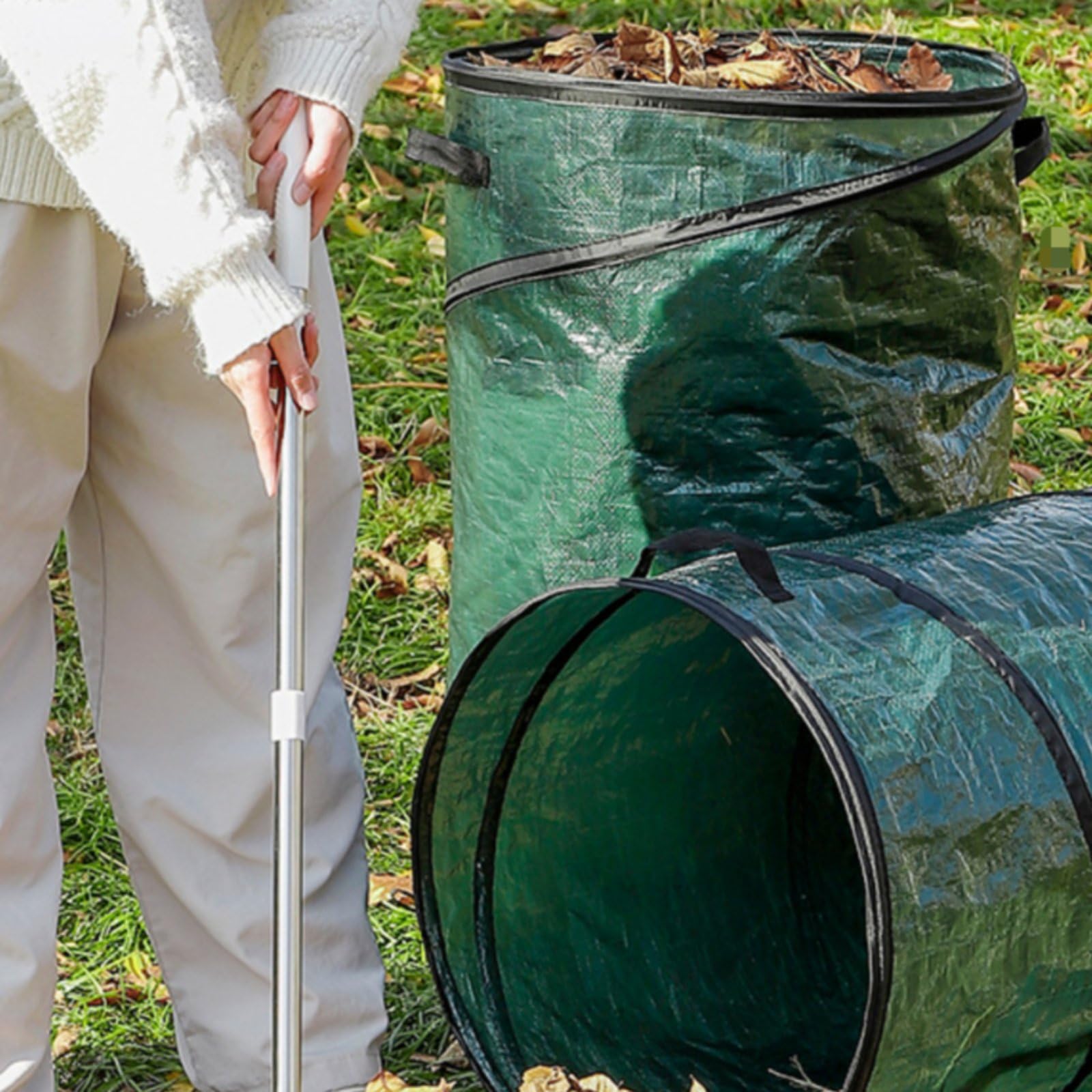 Cestino Pieghevole Spazzatura da Raccolta Foglie Espandibile E Richiudibile per Erbacce E Ramaglie Facile da Spostare Adatto a Lavori Giardino Viaggi Camping, Pe Senza Coperchio XL