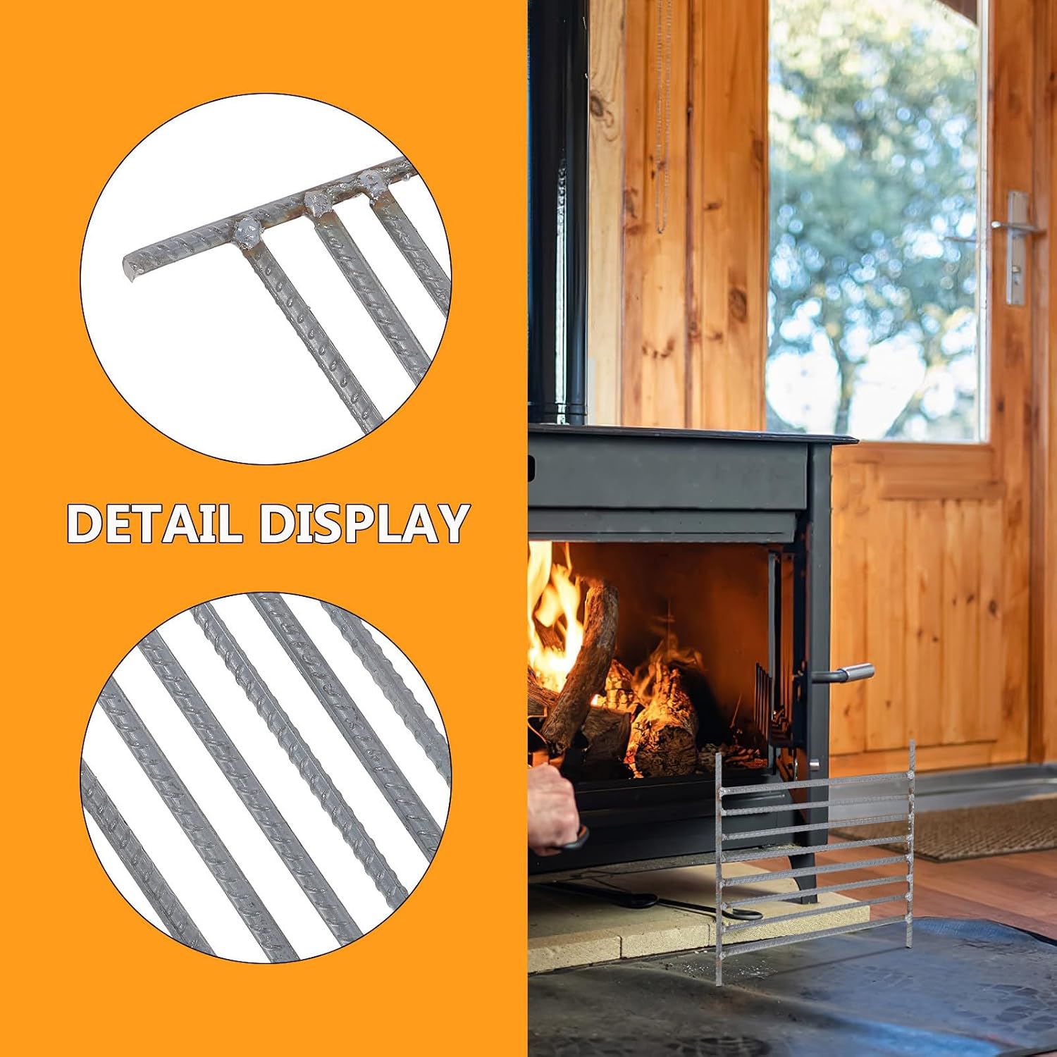 Heavy Duty Steel Stove Grate with Nonslip Surface and Sturdy Construction, Sturdy Fire Grate for Charcoal and Fireplace Use, for Indoor and Barbecue Scenarios