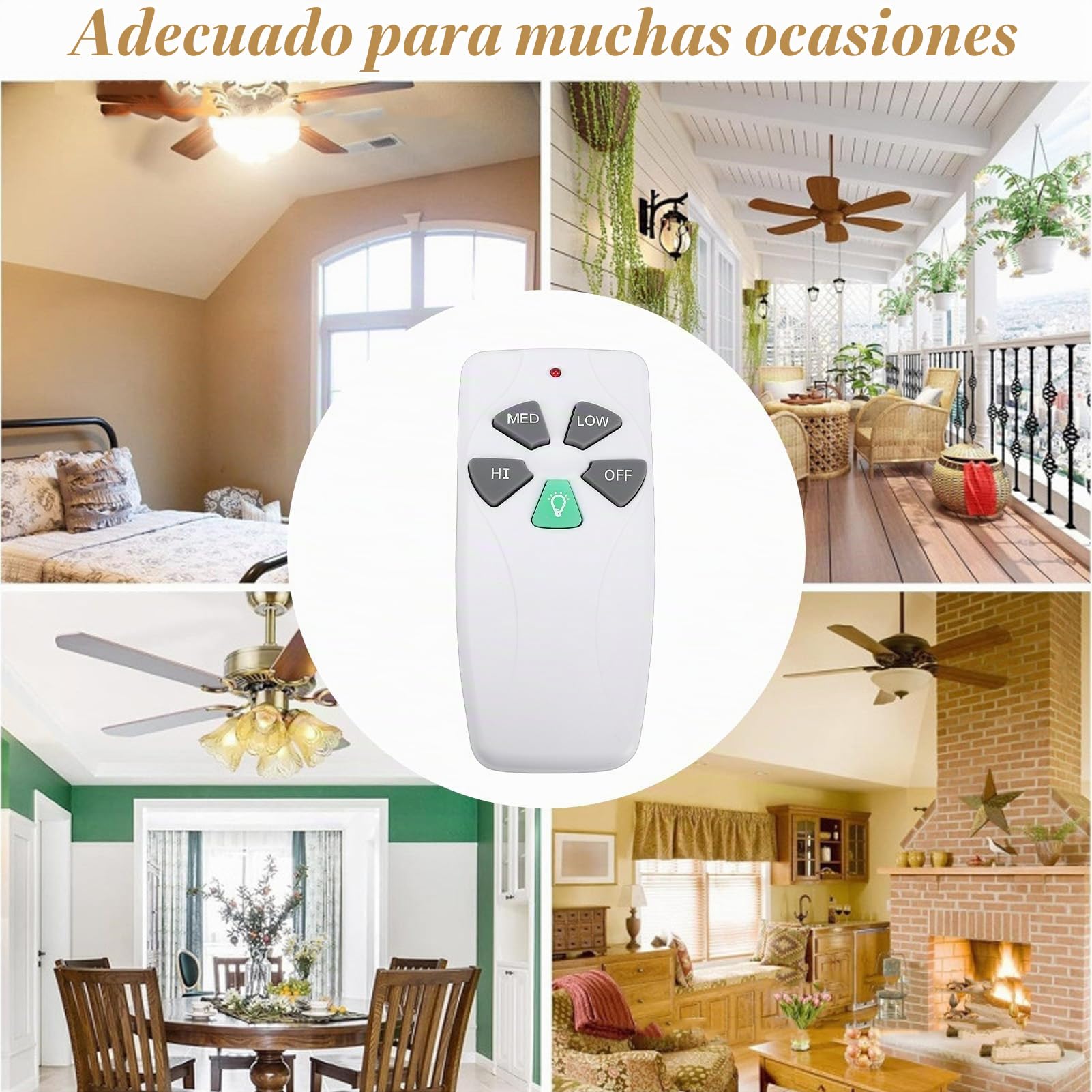 Generic Control Remoto para Ventilador de Techo con Atenuador de Luz, Control de Alta Precisión para Ventiladores, Reemplazo Blanco
