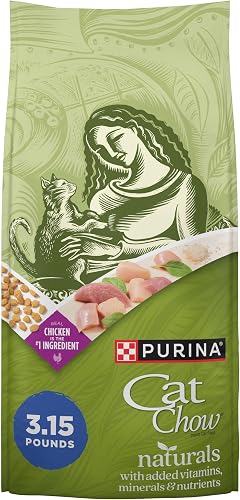 Purina Cat Chow Hairball, Healthy Weight, Indoor, Natural Dry Cat Food, Naturals Indoor - (Pack of 4) 3.15 lb. Bags