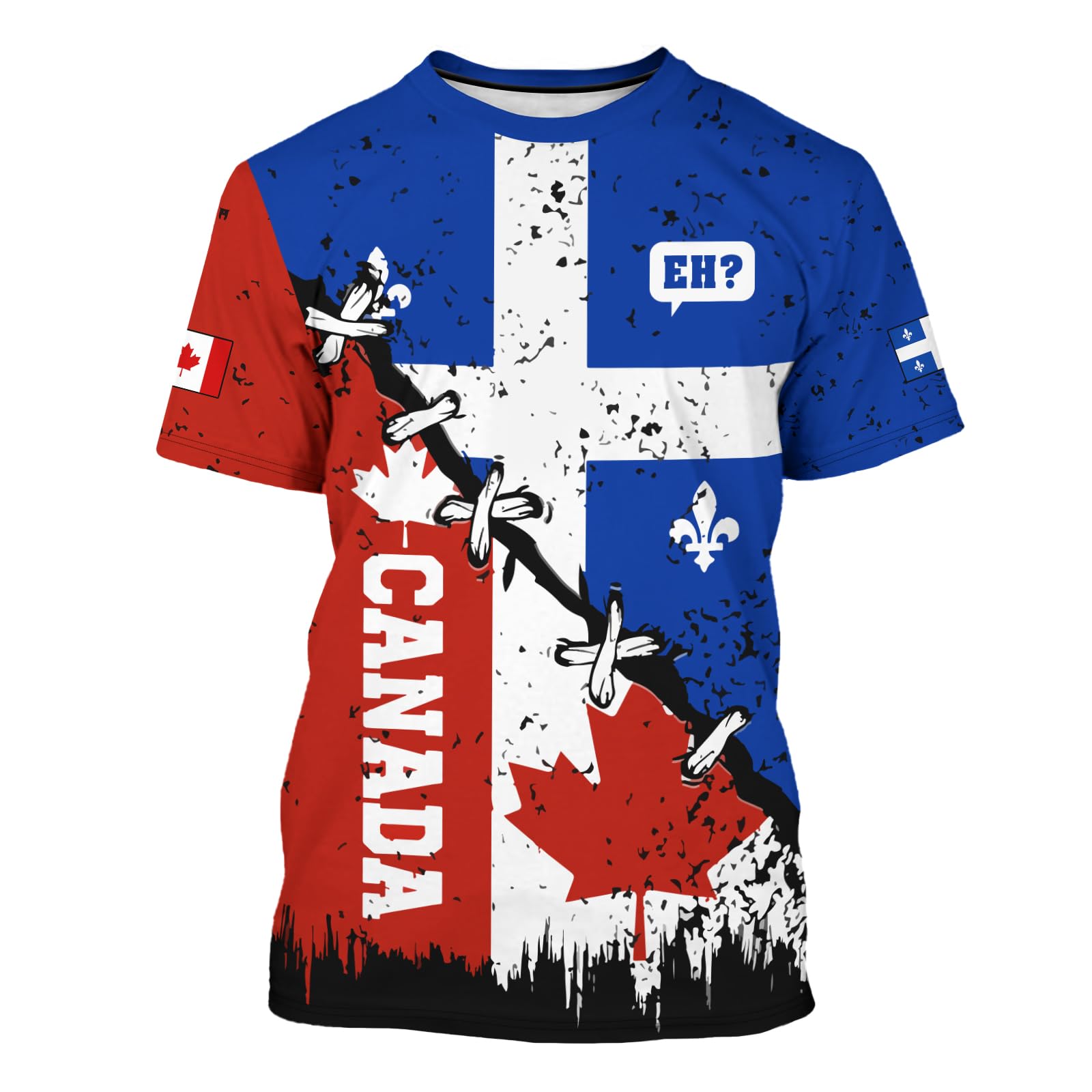 BJQCanadian Maple Leaf Shirt for Men Canada Day Flag T-Shirt 3D Printing Cool Short Sleeve Shirt Unisex