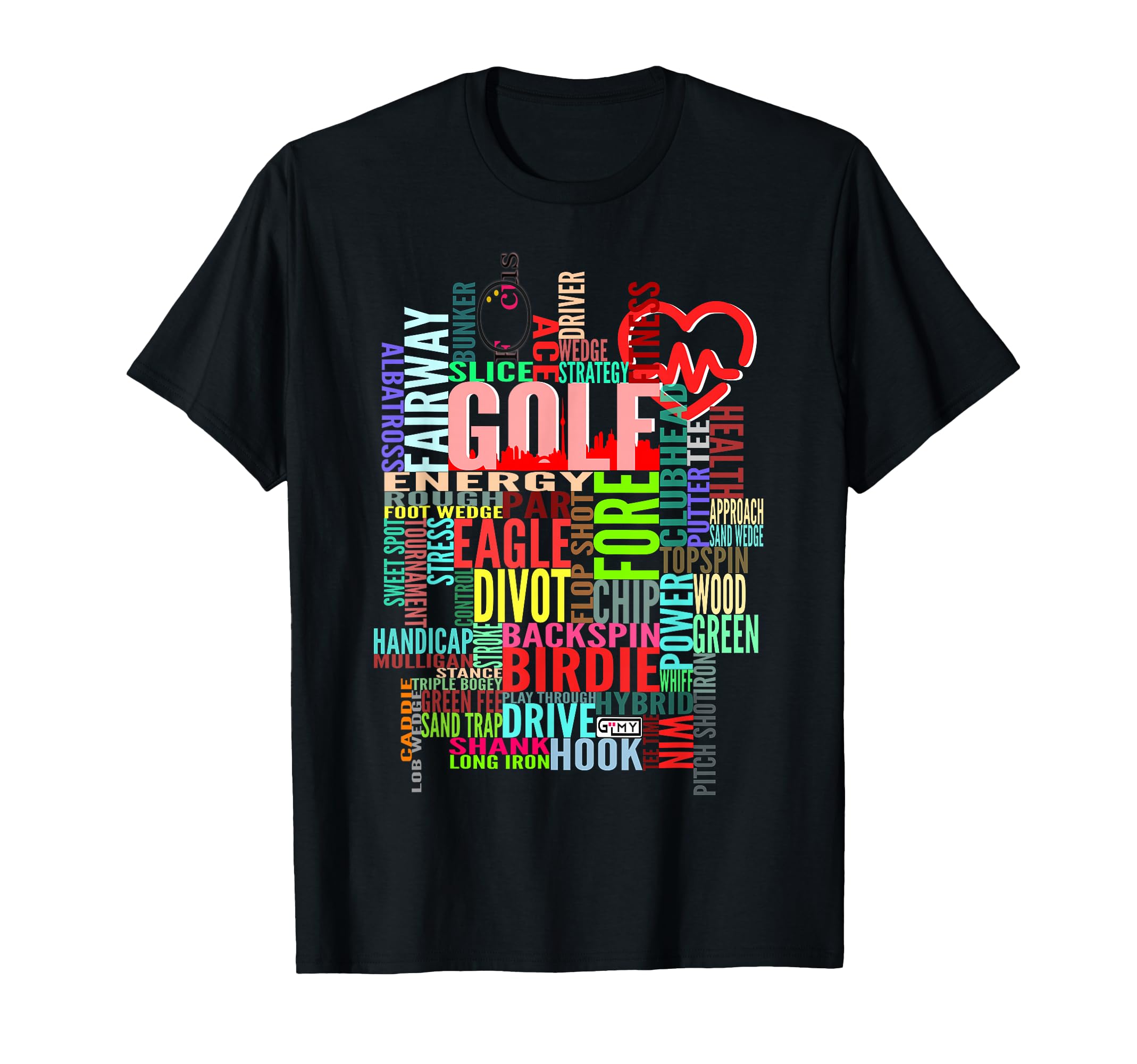 Colorful Golf Word Cloud Funny Golfer Design T-Shirt