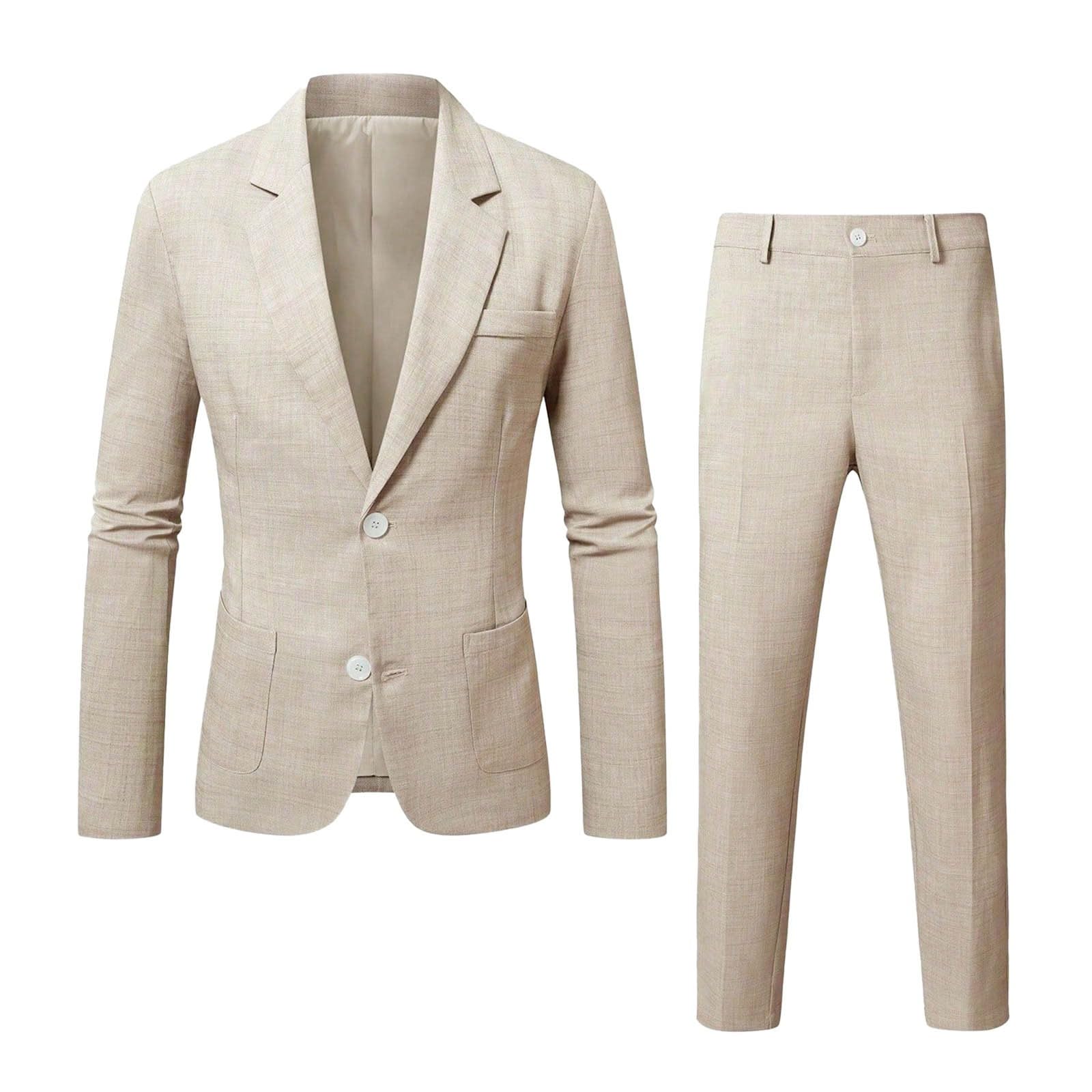 Traje Casual para Hombre, Blazer + Pantalones Dos Piezas, Conjunto de Vestir Ligero Transpirable, Estilo Moderno para Bodas, Trabajo, Eventos y Salidas Informales