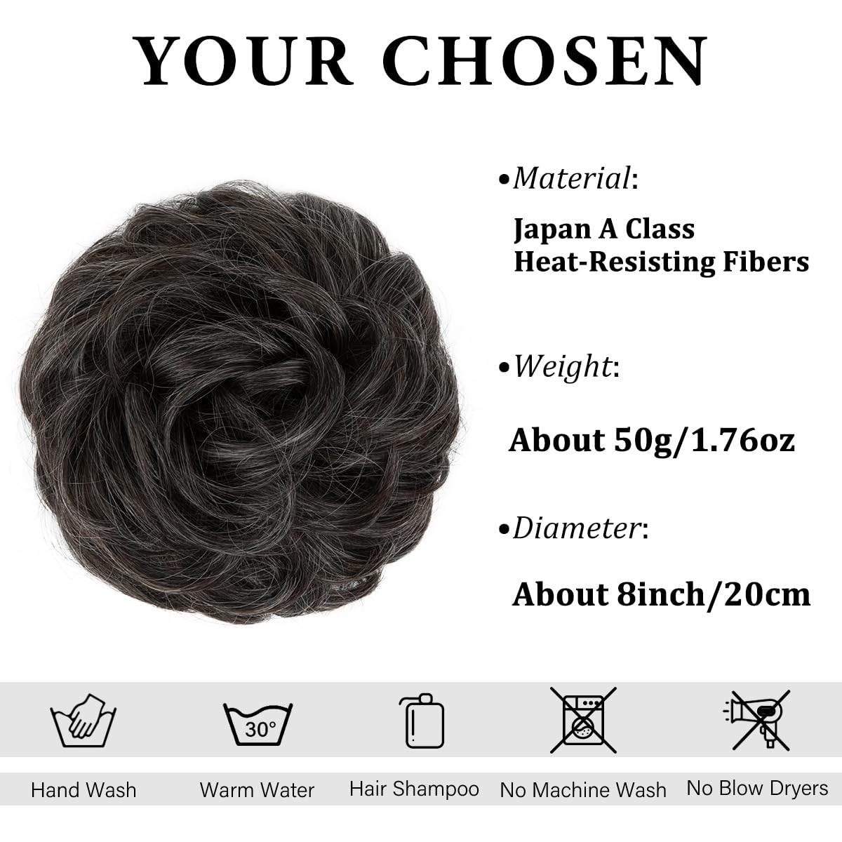 SARLA Messy Bun Hair Piece for Womens Synthetic Scrunchies Buns Extension Hairpieces Updo Pony Tail Pepper Grey - Image 2