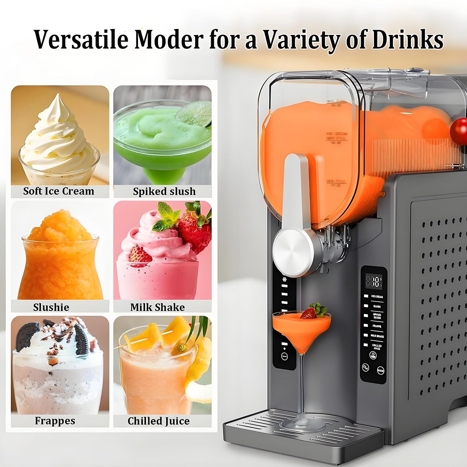 Máquina de granizados, no necesita hielo, función de limpieza automática, 6 opciones preestablecidas para margaritas congeladas, frappés, batidos, ideal para fiestas de verano