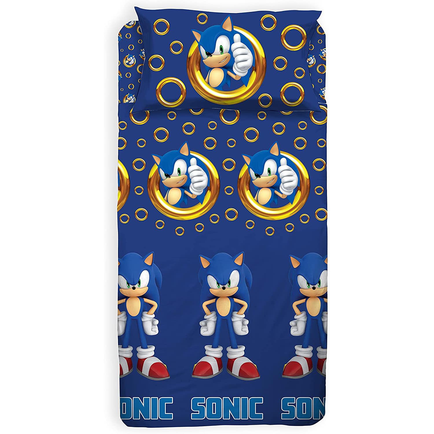 hermet Sonic Single Bed Sheet Set, Single Beds, Top Sheet, Fitted Sheet, Pillowcase, 100% Cotton, Official Product