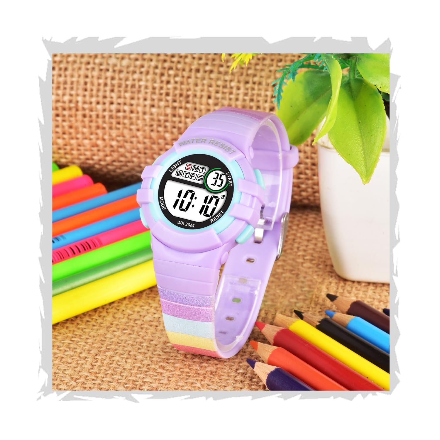 Shocknshop Round Printed Digital LED Multifunctional Unisex Watch for Boys & Girls -W344 (Purple) (B0DFYLV4FW) Amazon Price History, Amazon Price Tracker