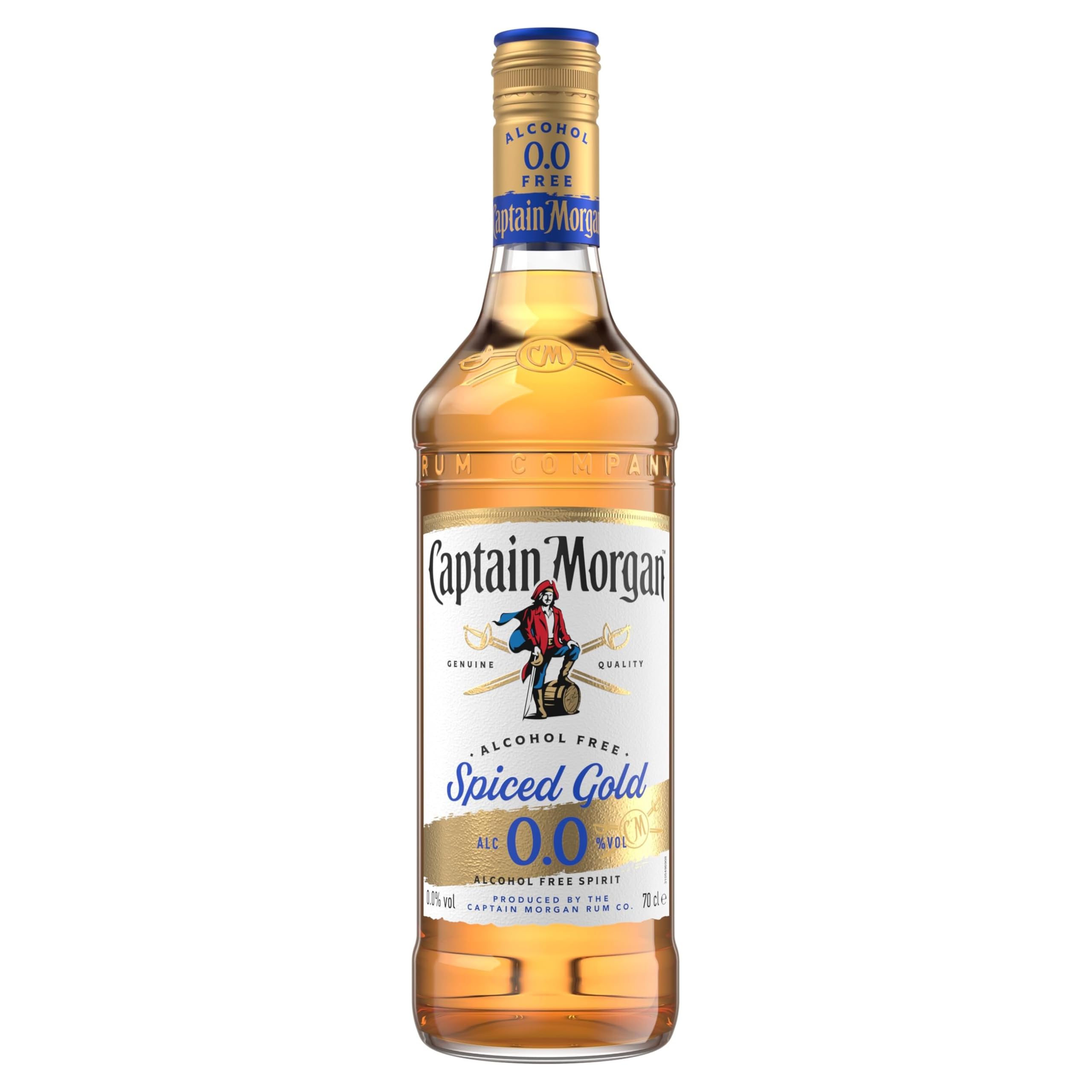 Captain Morgan Spiced Gold 0.0% | Alkoholfrei | fein würzig | karibisches Flair | Rum Alternative für alkoholfreie Drinks & Cocktails | 700ml Einzelflasche