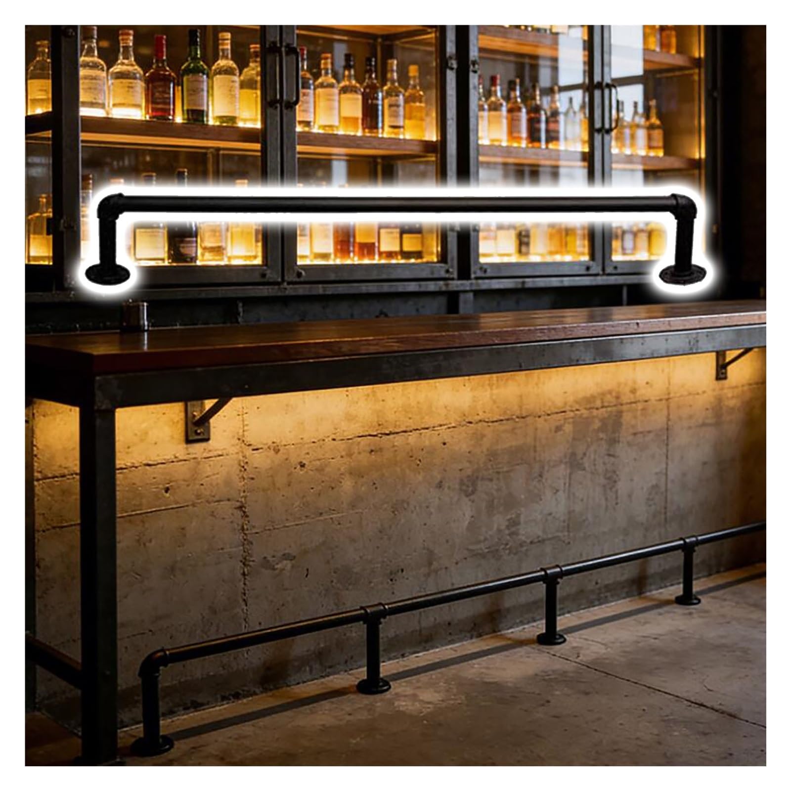 JYHHCYS Anpassbares Fußstütze Bar Zur Fußabstützung, Bodenmontage | Bar Mount Fußschiene Halterung Für Indoor Outdoor Home Bar, Kücheninsel, Restaurant(175cm/5.7ft)