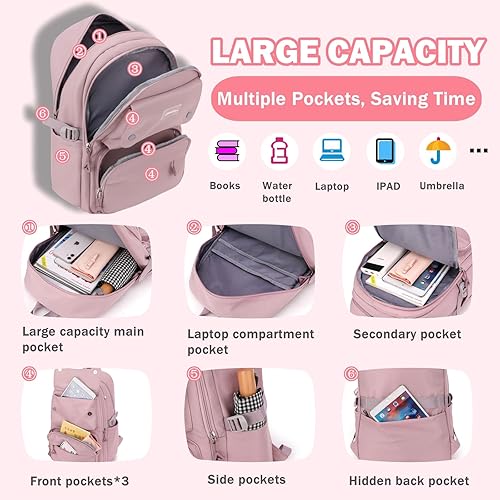 Miniatura 4 de Mochila para niñas, bolsa de viaje al aire libre para niños de gran capacidad para escuela primaria, 1#-Azul, Mediana, Estilo-a