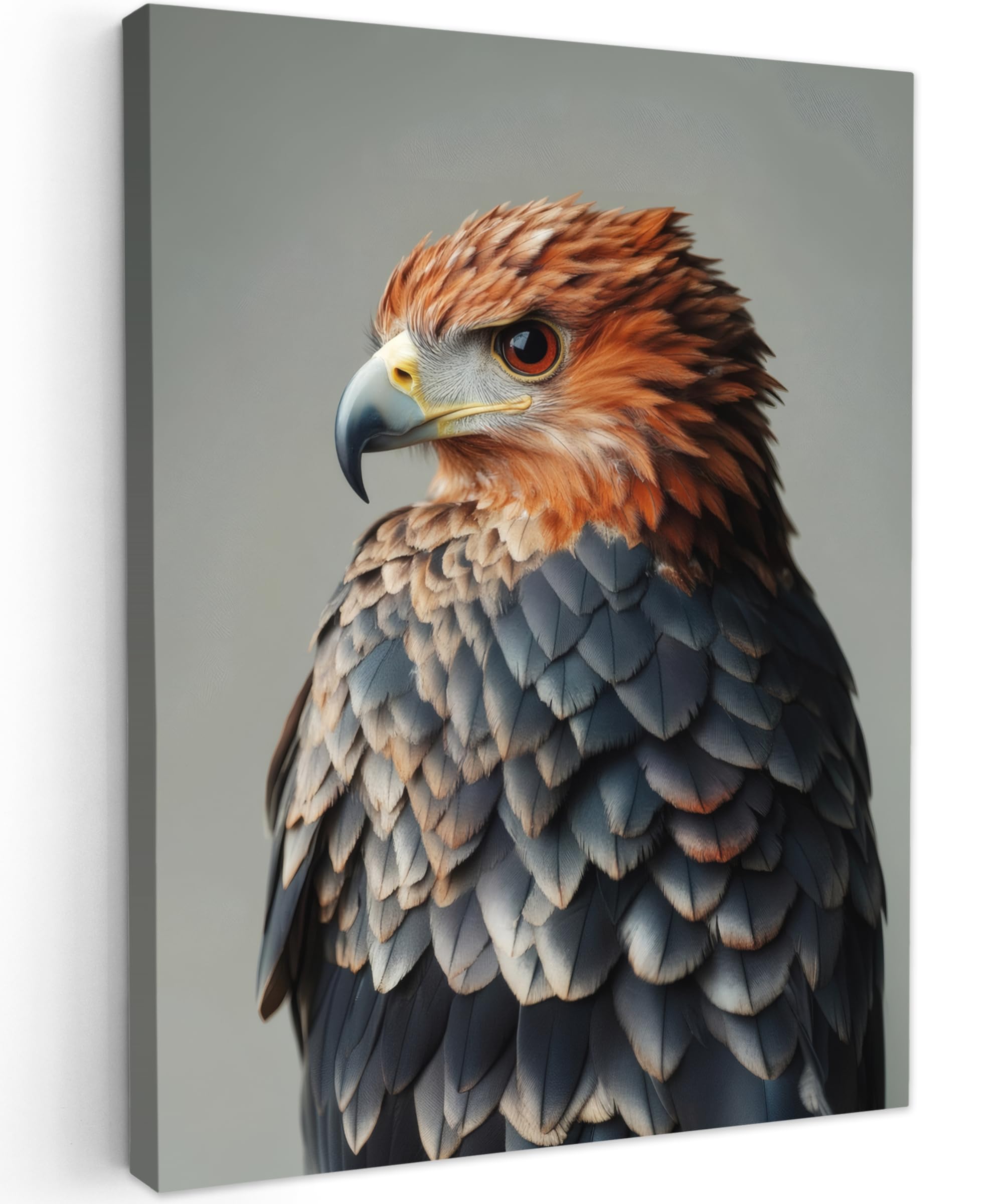 MuchoWow© Canvas Wall Art 20"x28" / 50x70 cm Decor Prints for Living Room Decorative Canvases Hall Artwork Bird - Realistic - Brown - Feathers