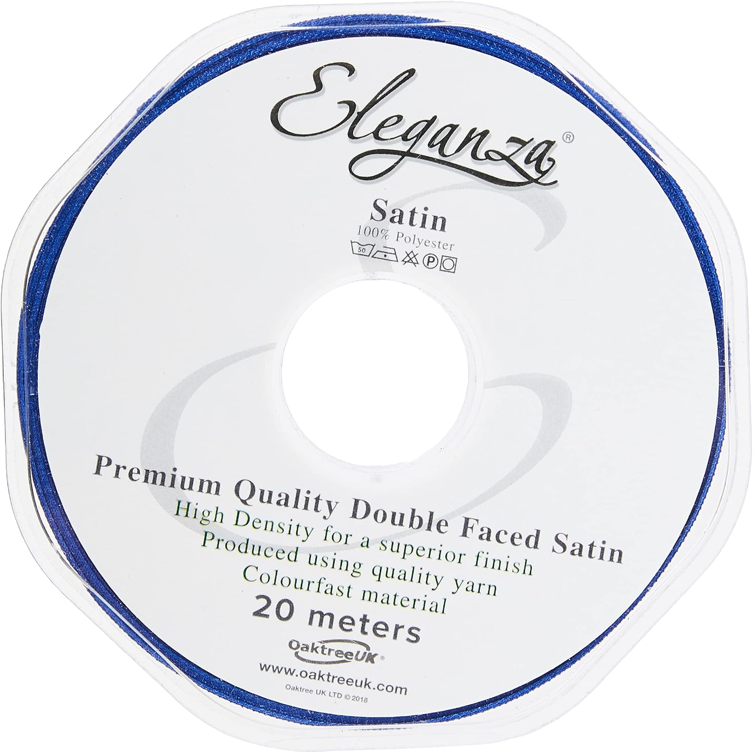 ELEGANZA Double Faced Satin 15mm x 20m Royal Blue No.18, 15 mm x 20 m
